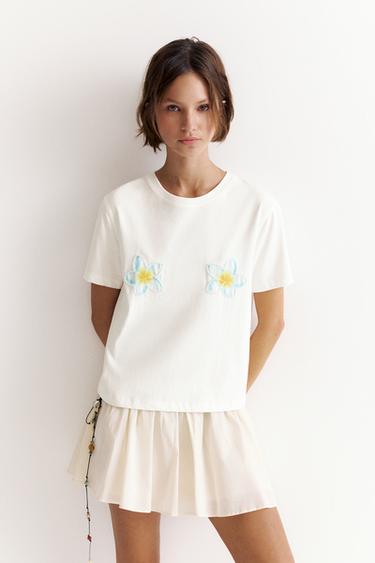 Tahiti floral T-shirt — Ice 2