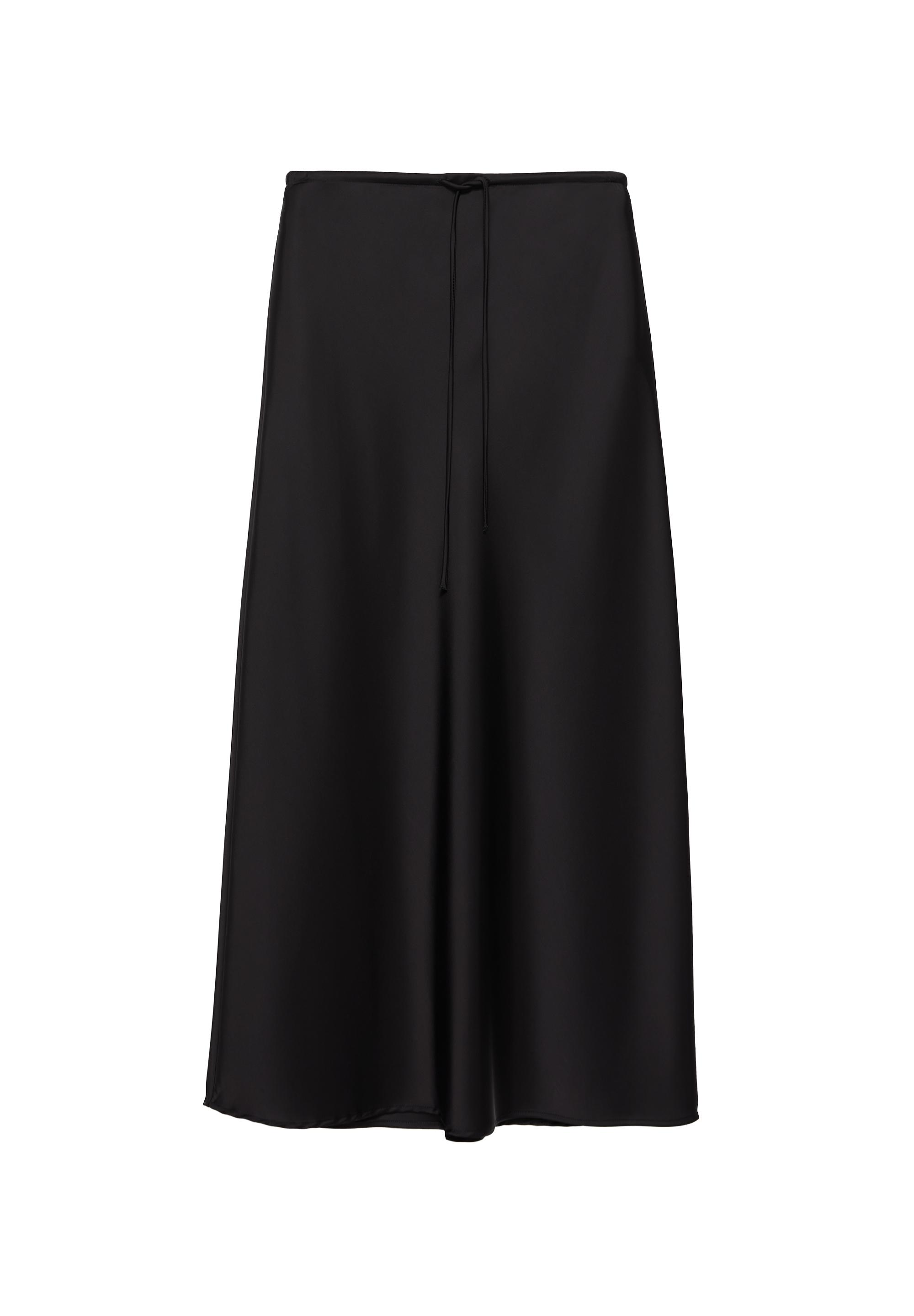 Satin drawstring midi skirt