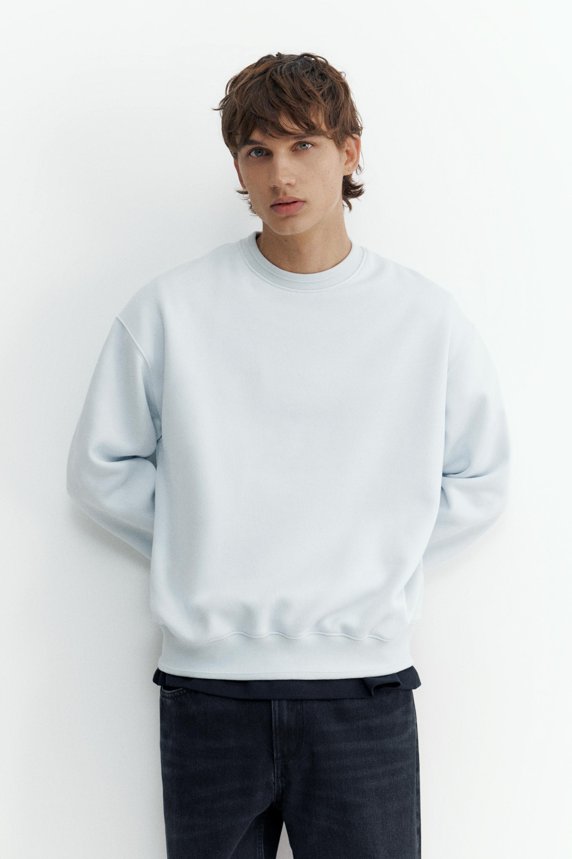 Relaxed fit round neck sweatshirt — Sky blue