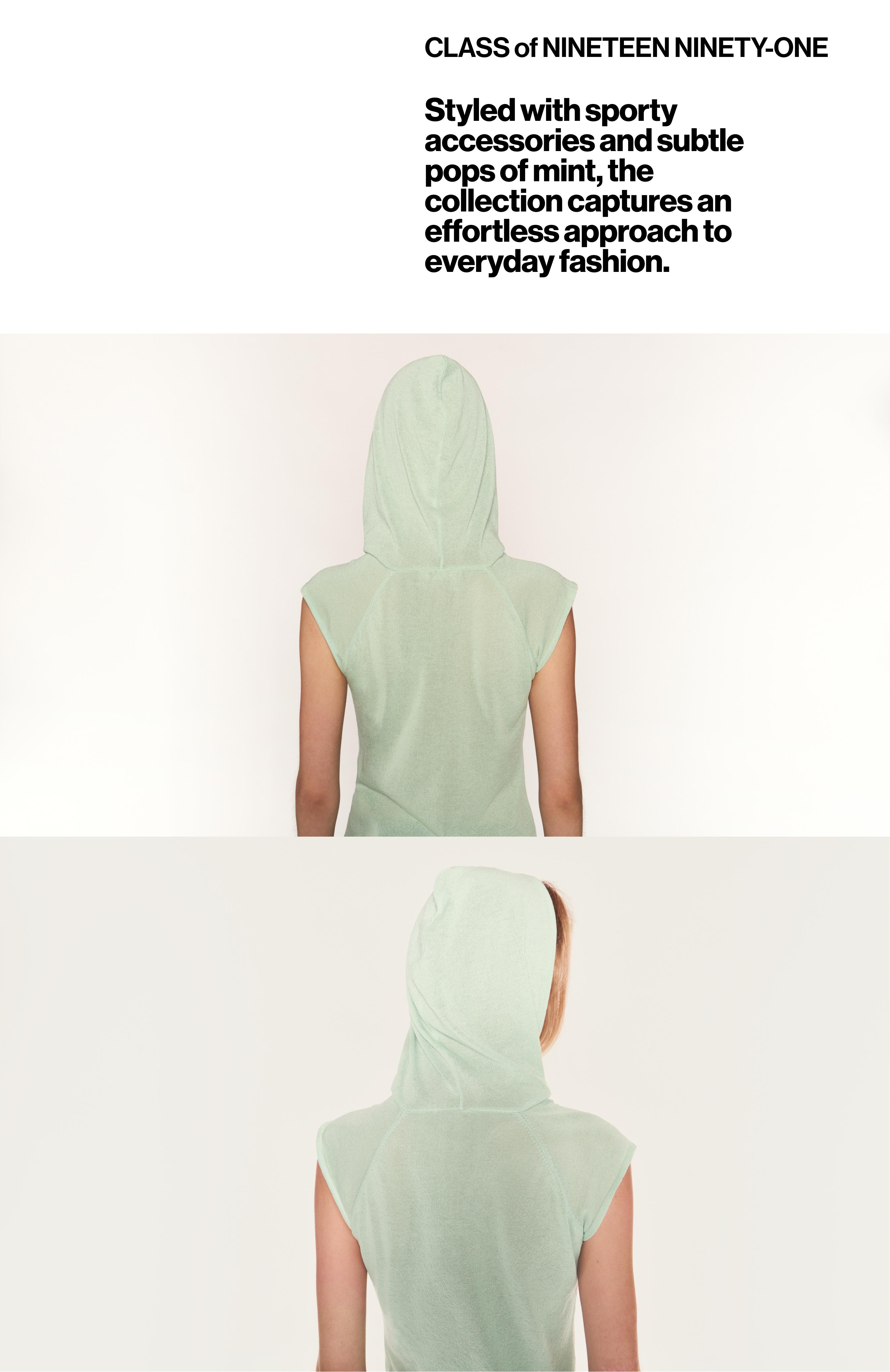 Fine knit hooded T-shirt — Mint