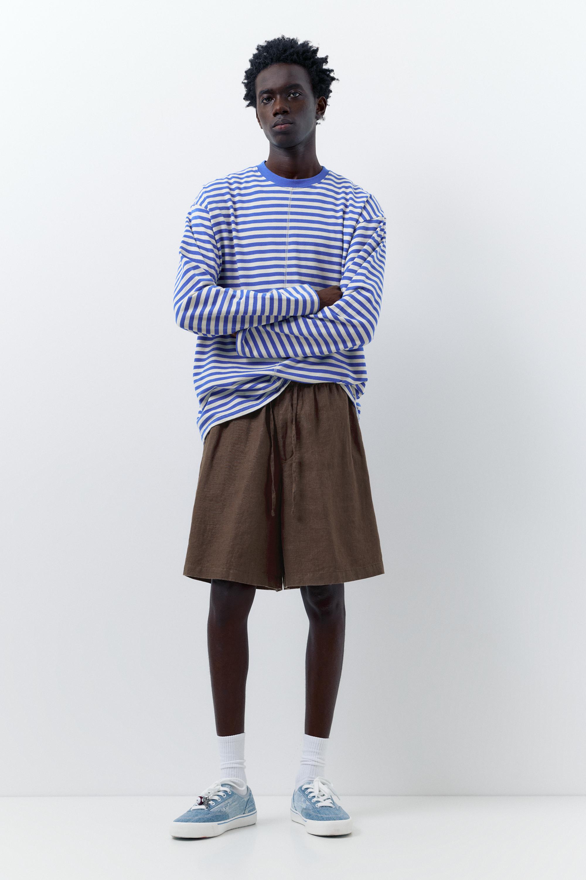 100% linen Bermuda sweat shorts — Brown