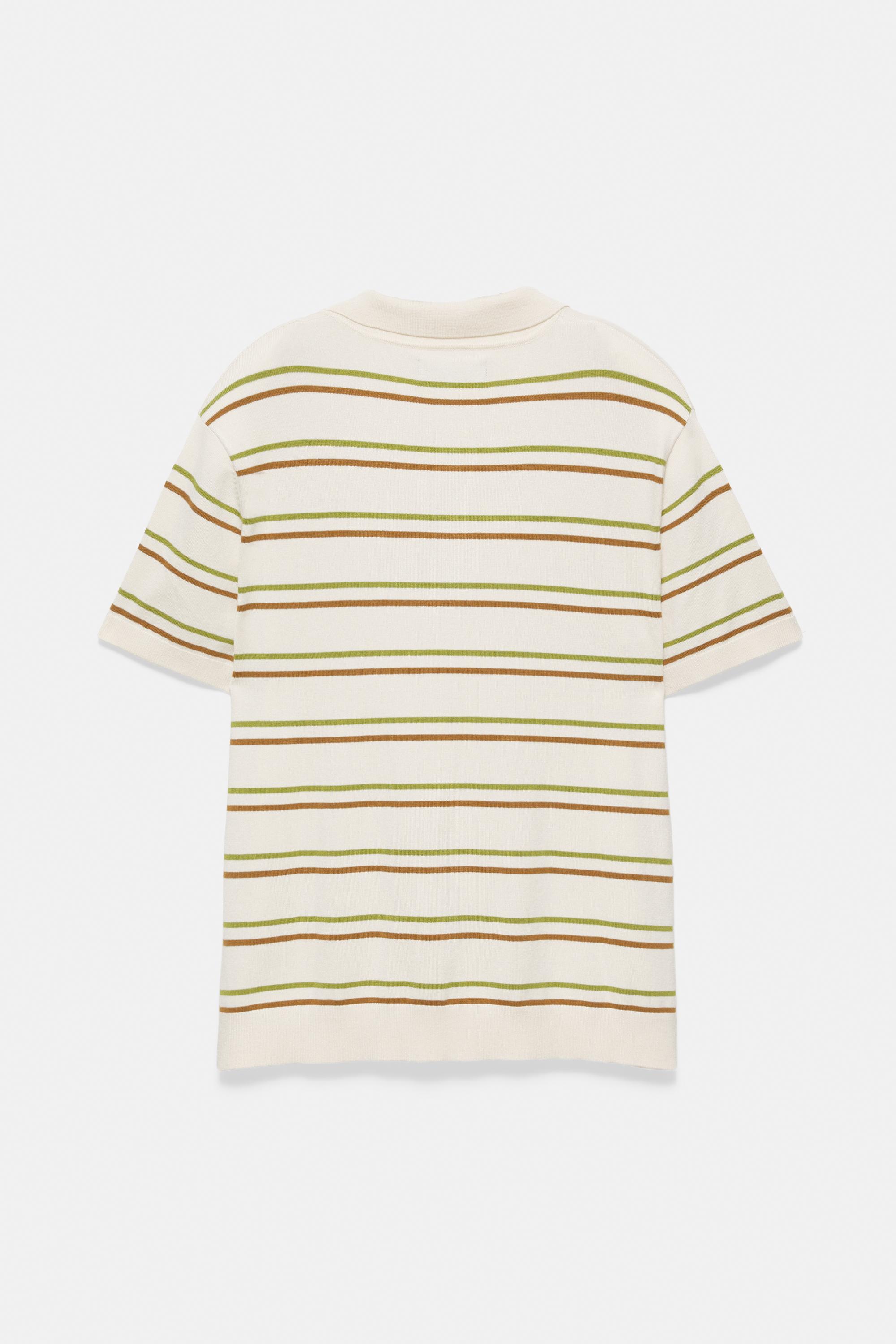 Short sleeve striped polo shirt — Sand