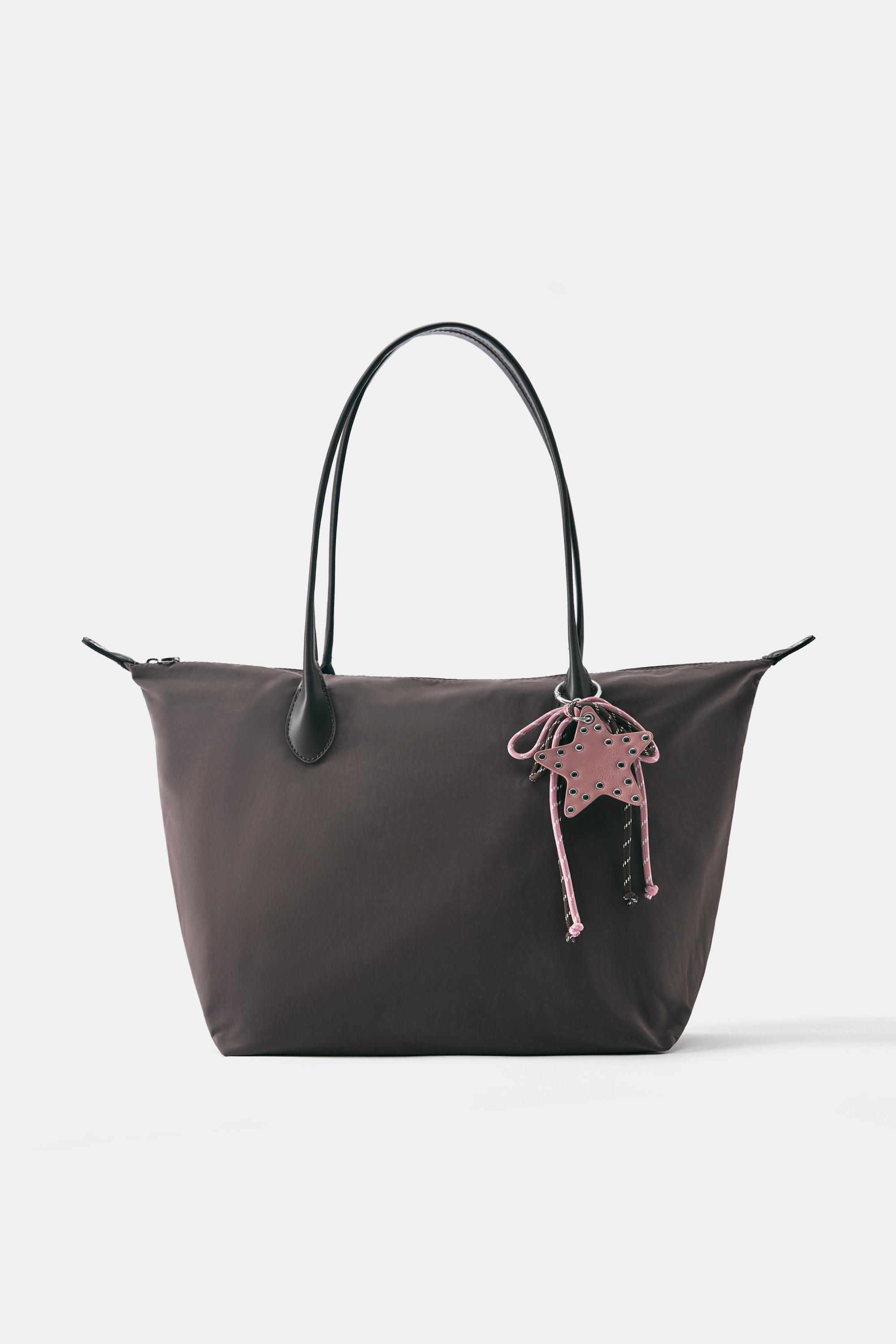 Embellished nylon tote bag — Brown