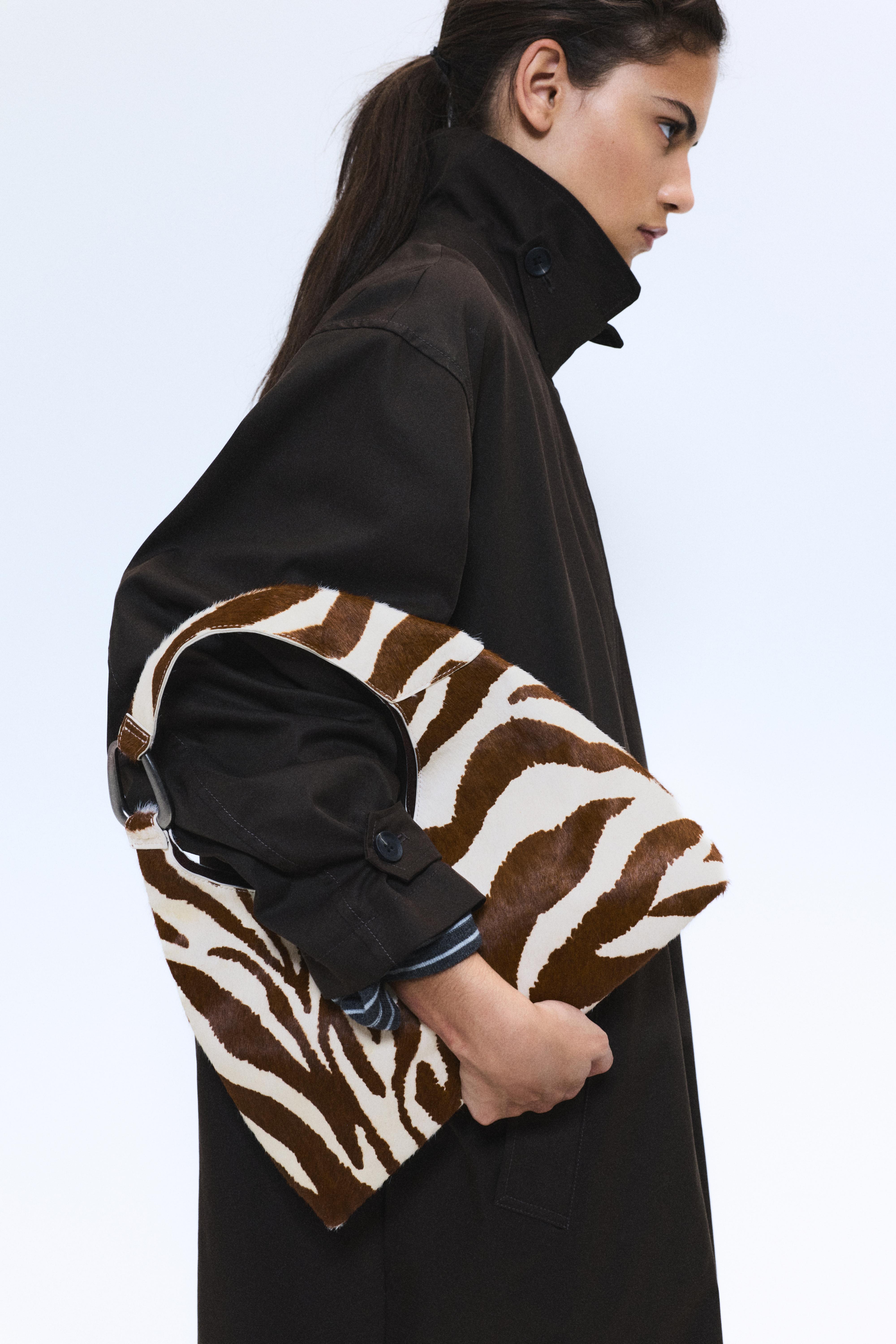 Bolsa De Ombro Zebra Pele