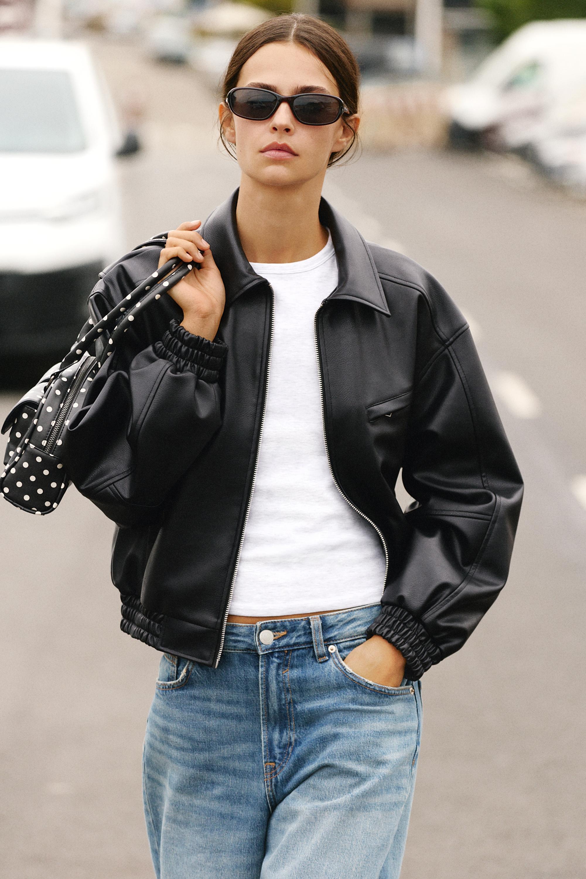 Polka dot multipocket shoulder bag — Black