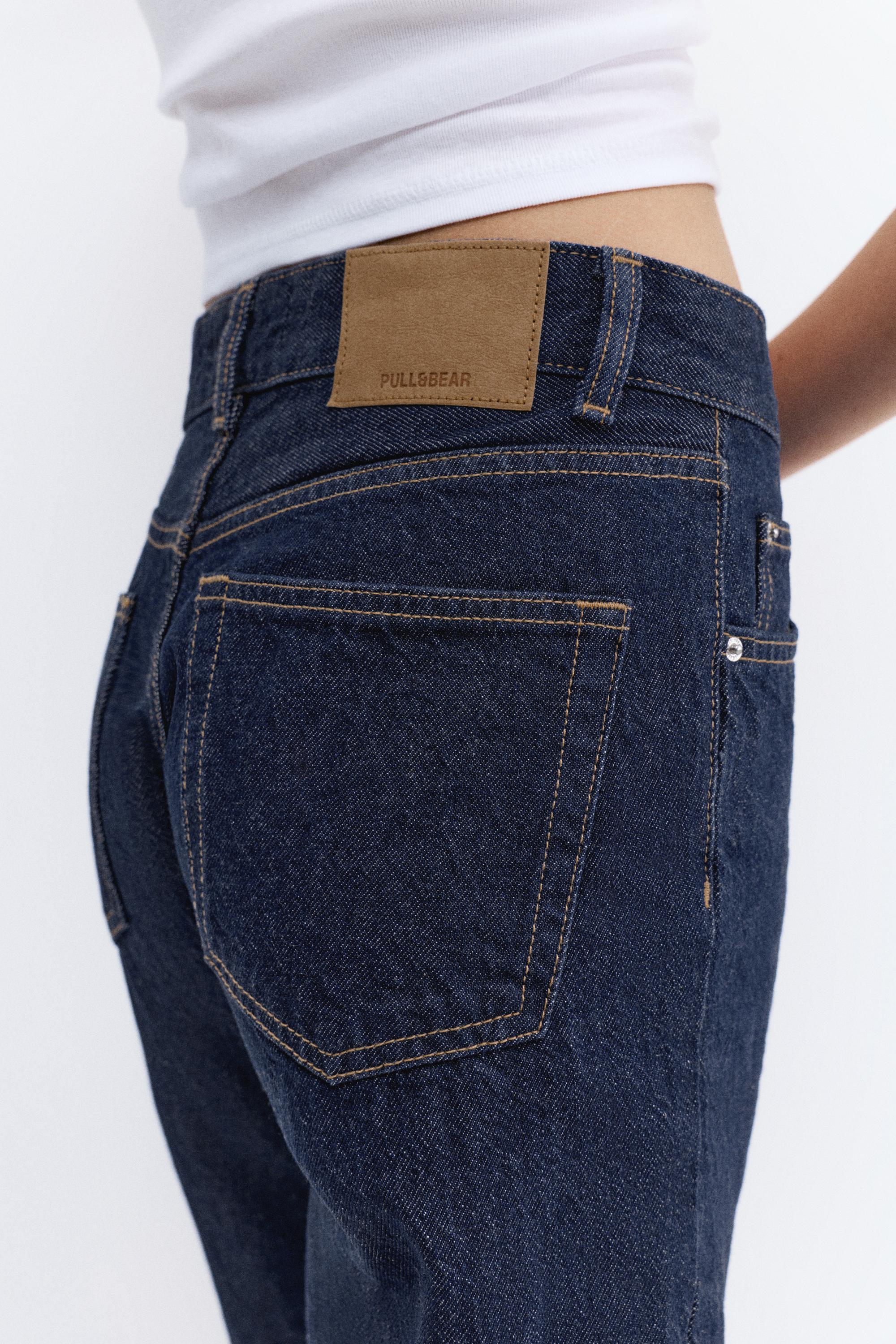 High-waist wide straight-leg jeans — Ink blue