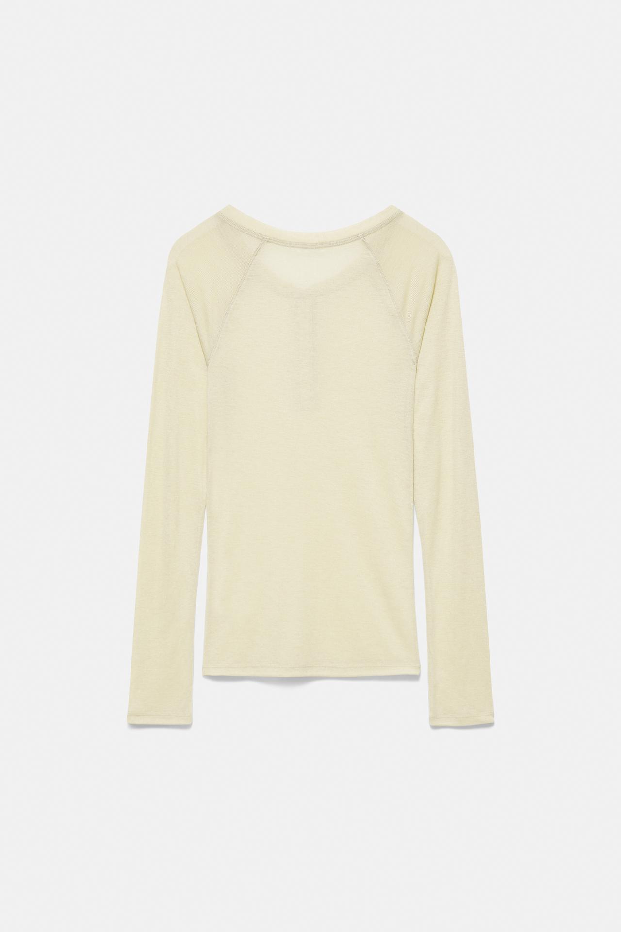 Henley neck button T-shirt — Faded green