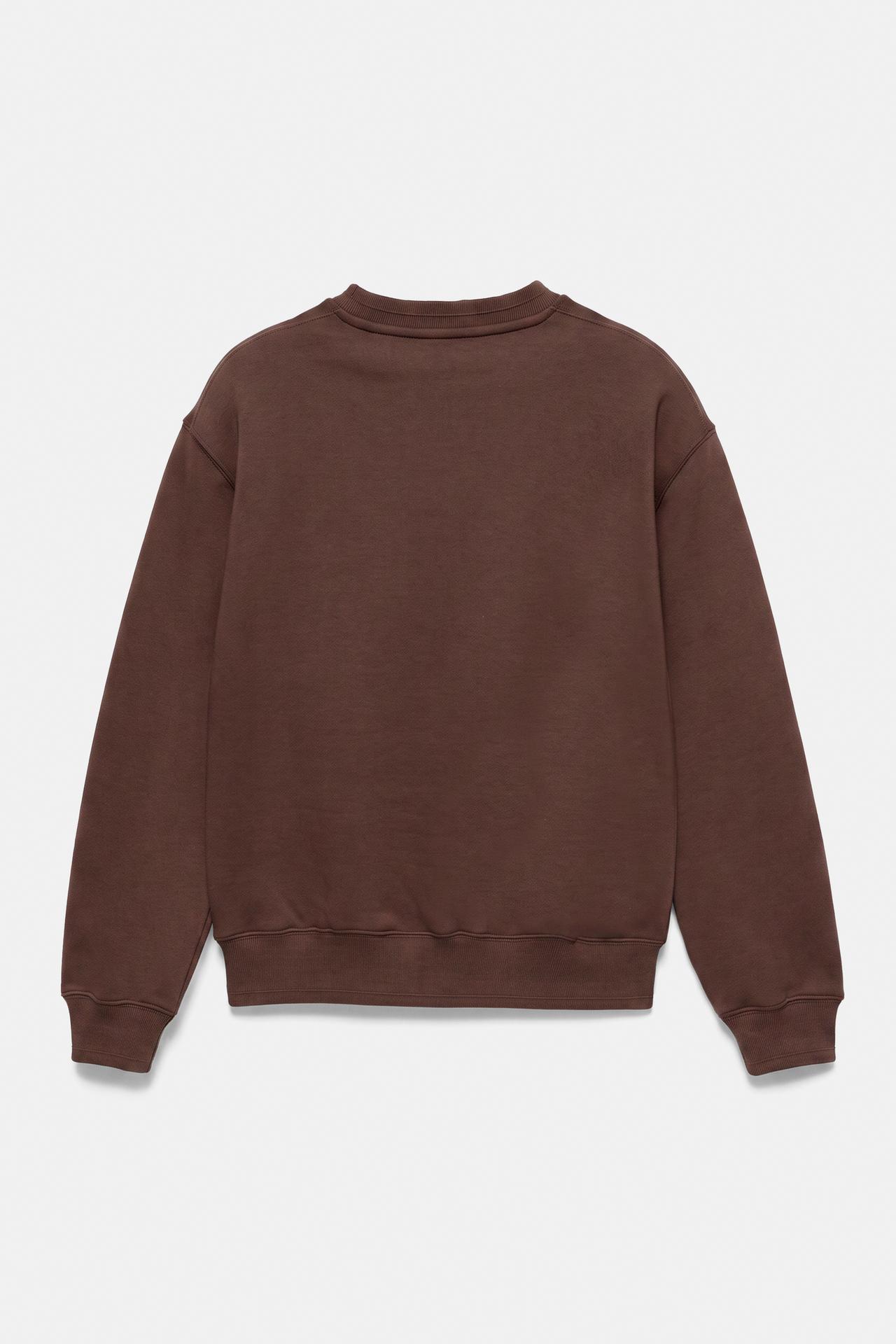 Relaxed fit round neck sweatshirt — Chocolate
