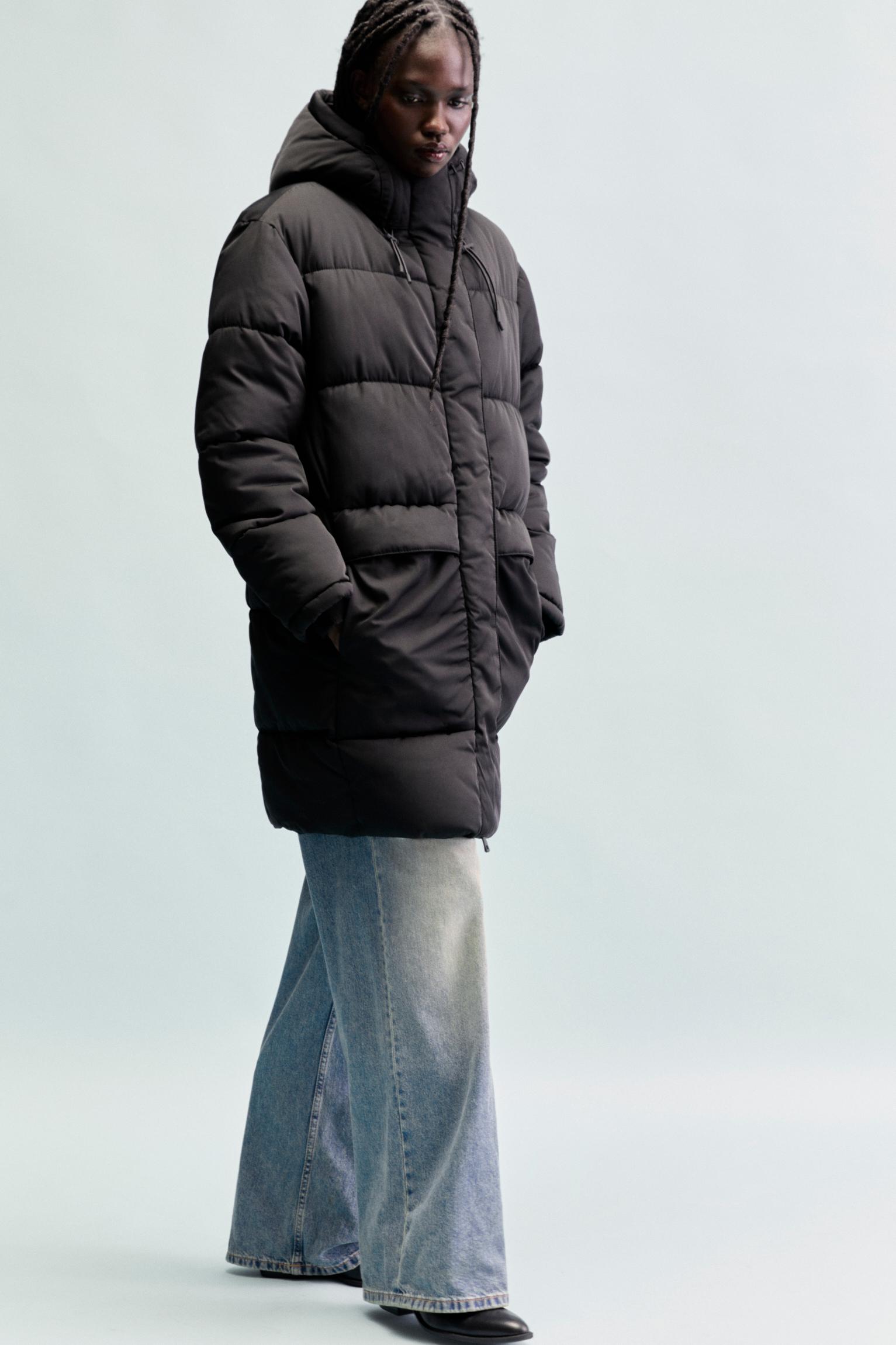 Puffer coat with hood pull bear