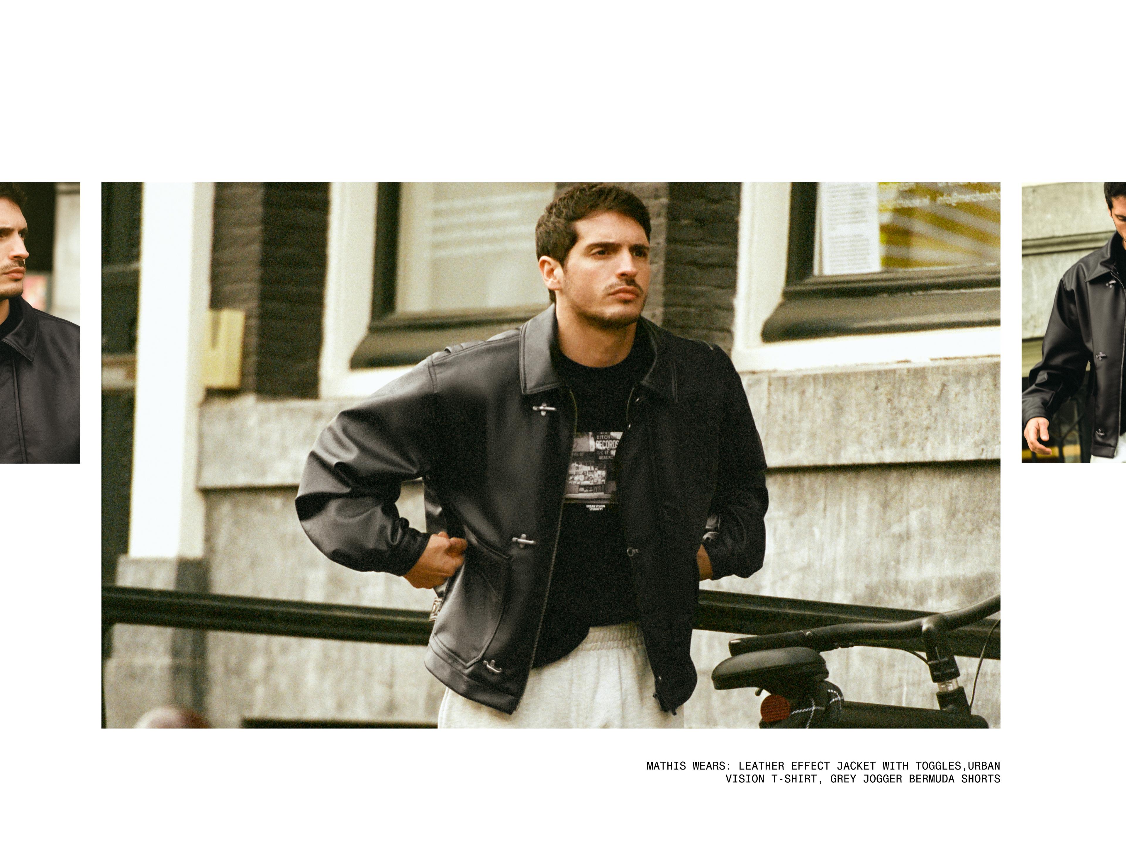 Süslü düğmeli suni deri ceket - Görsel 18