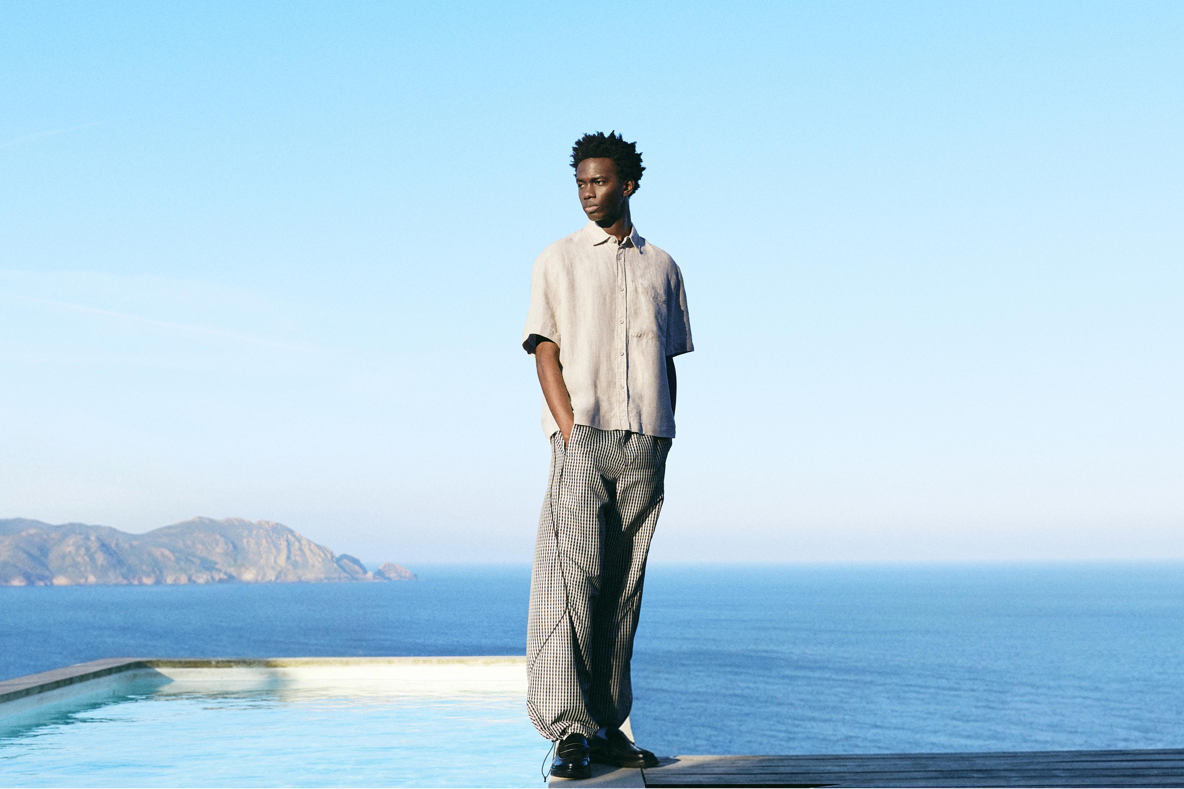 100% linen short sleeve shirt — Beige