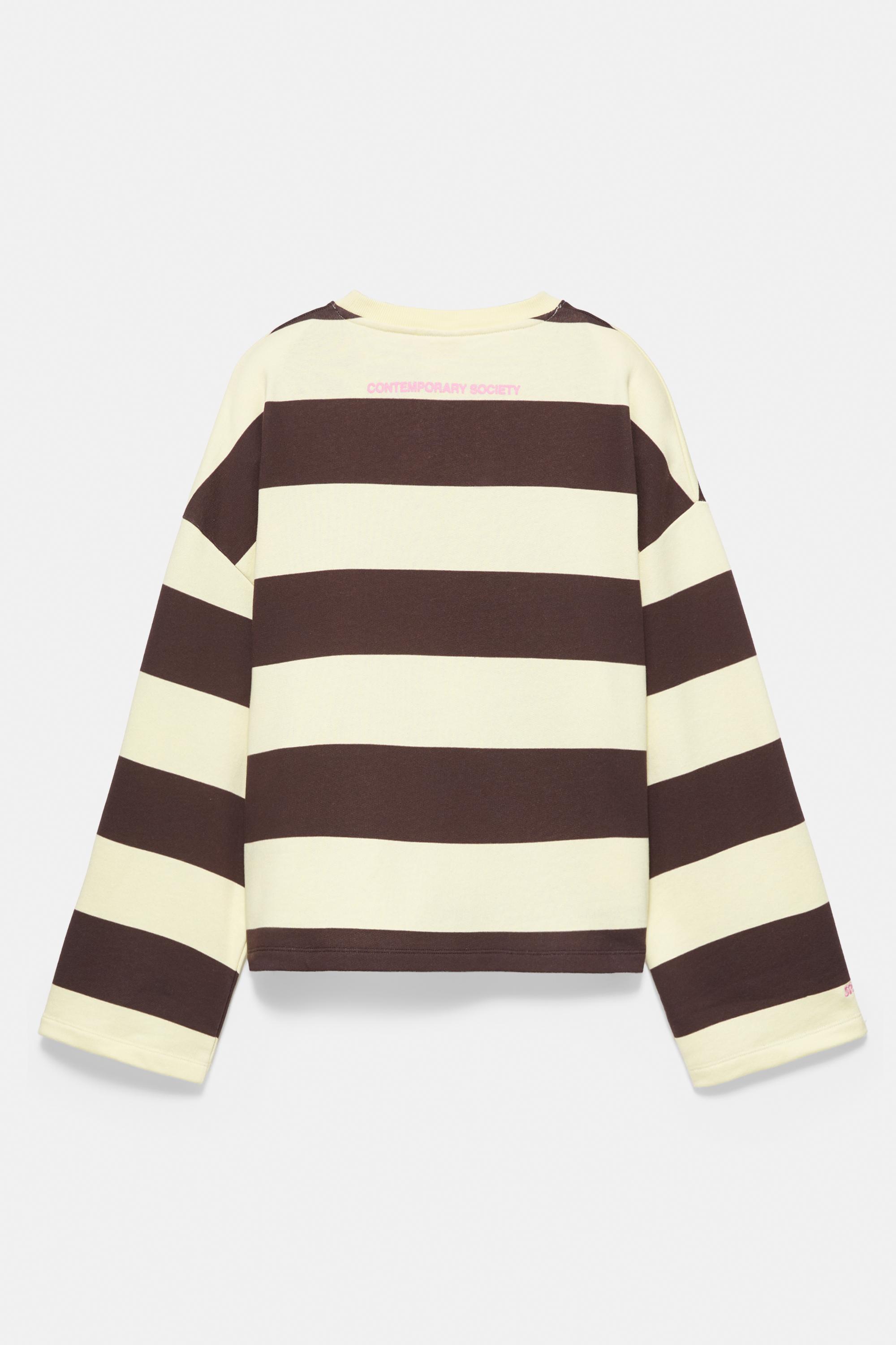 Oversize striped sweatshirt — Brown