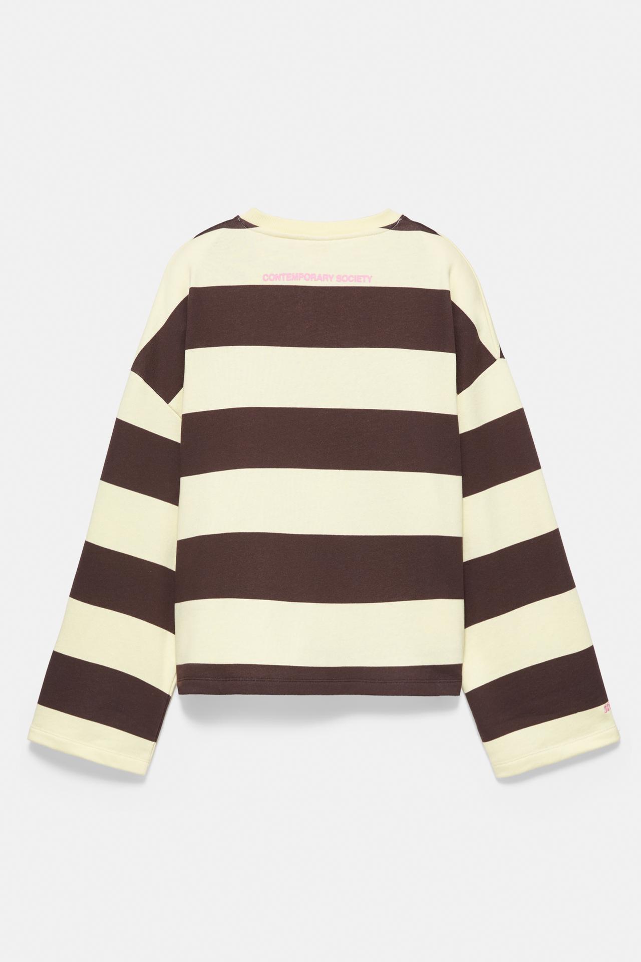 Oversize striped sweatshirt — Brown