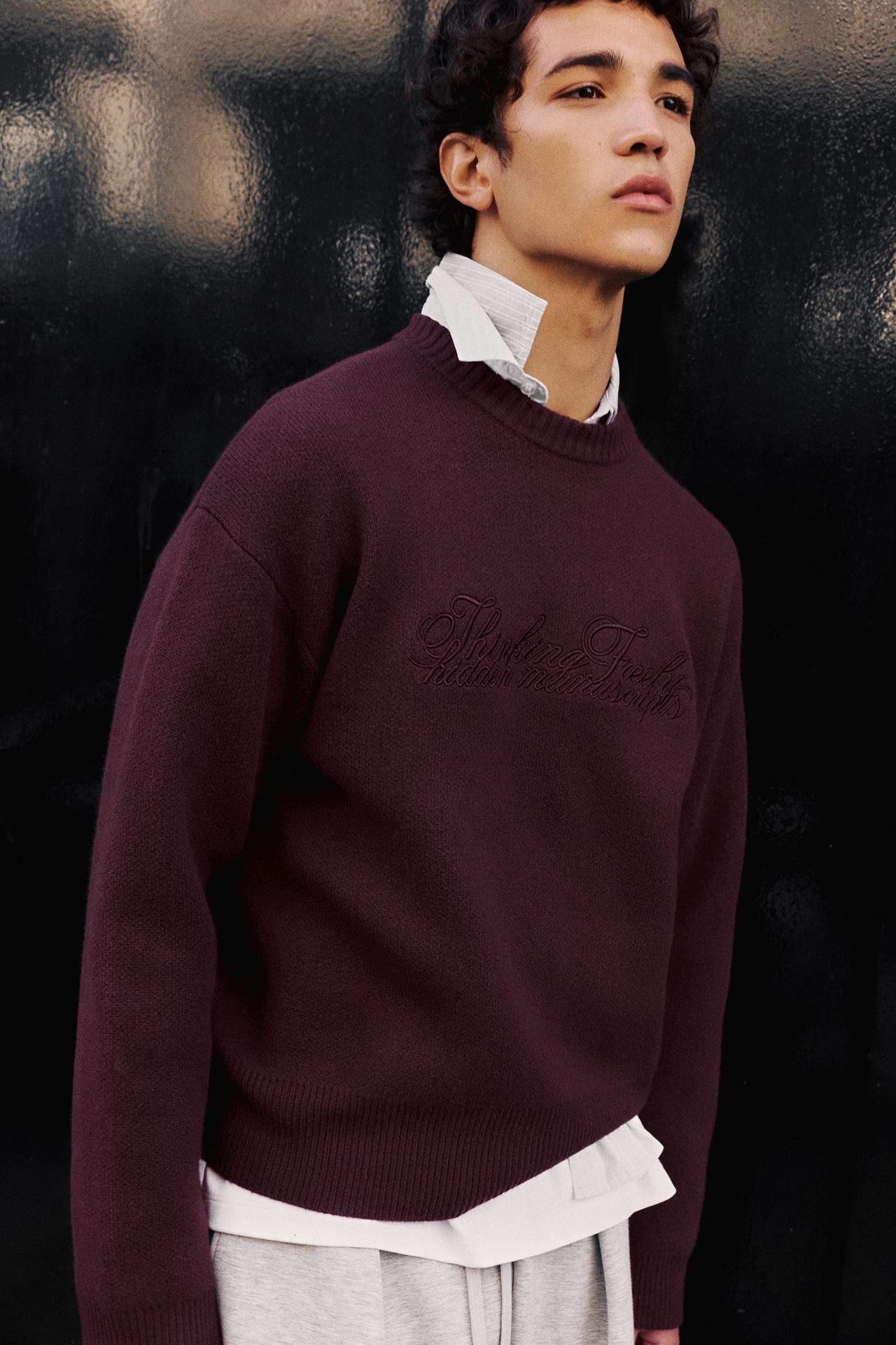 Embroidered jumper — Burgundy