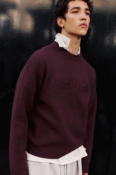 Embroidered jumper — Burgundy 1