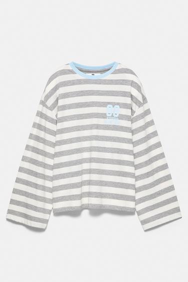 Oversize graphic striped T-shirt — Grey marl 5