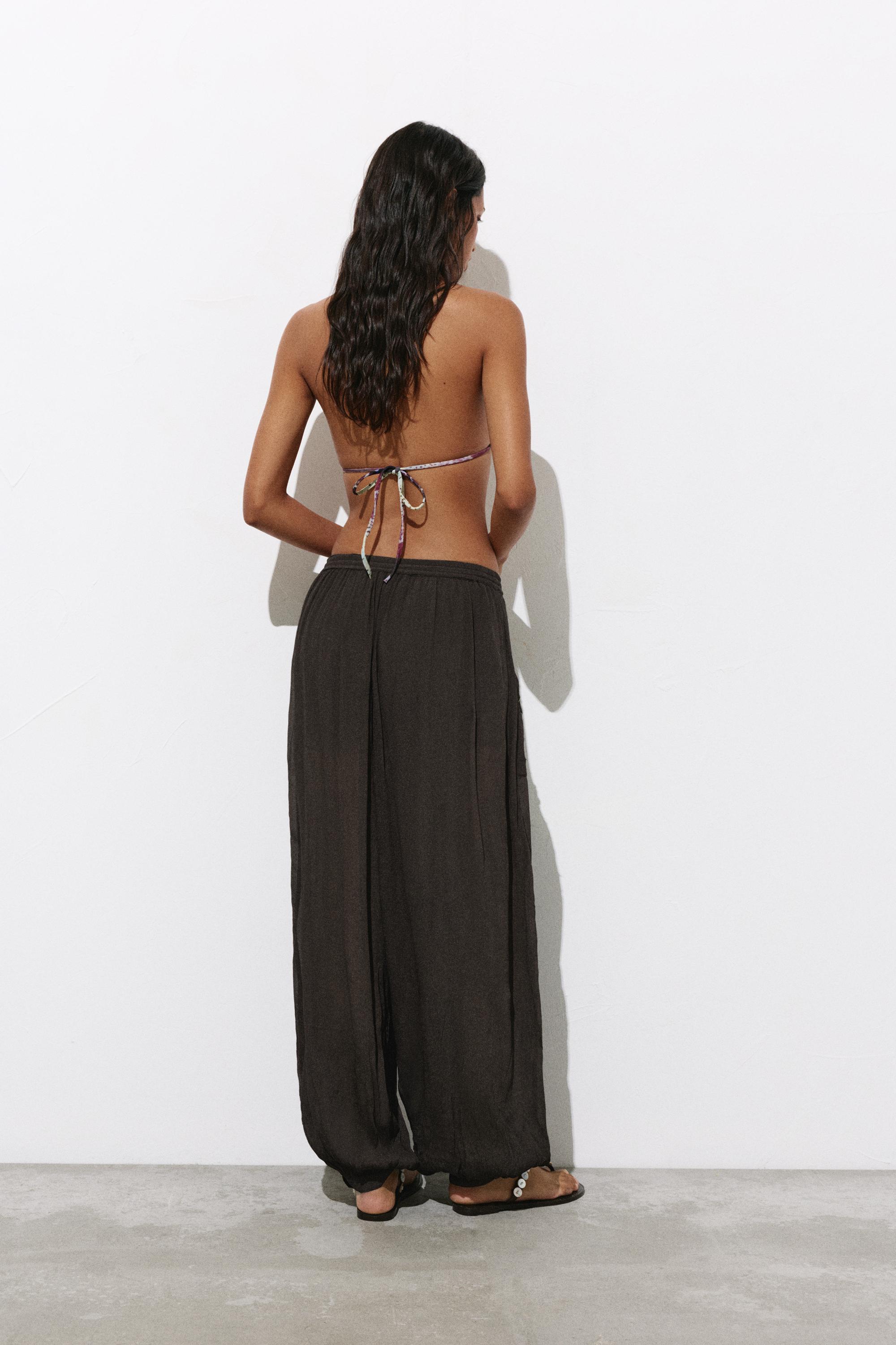 Beaded sarouel trousers — Brown