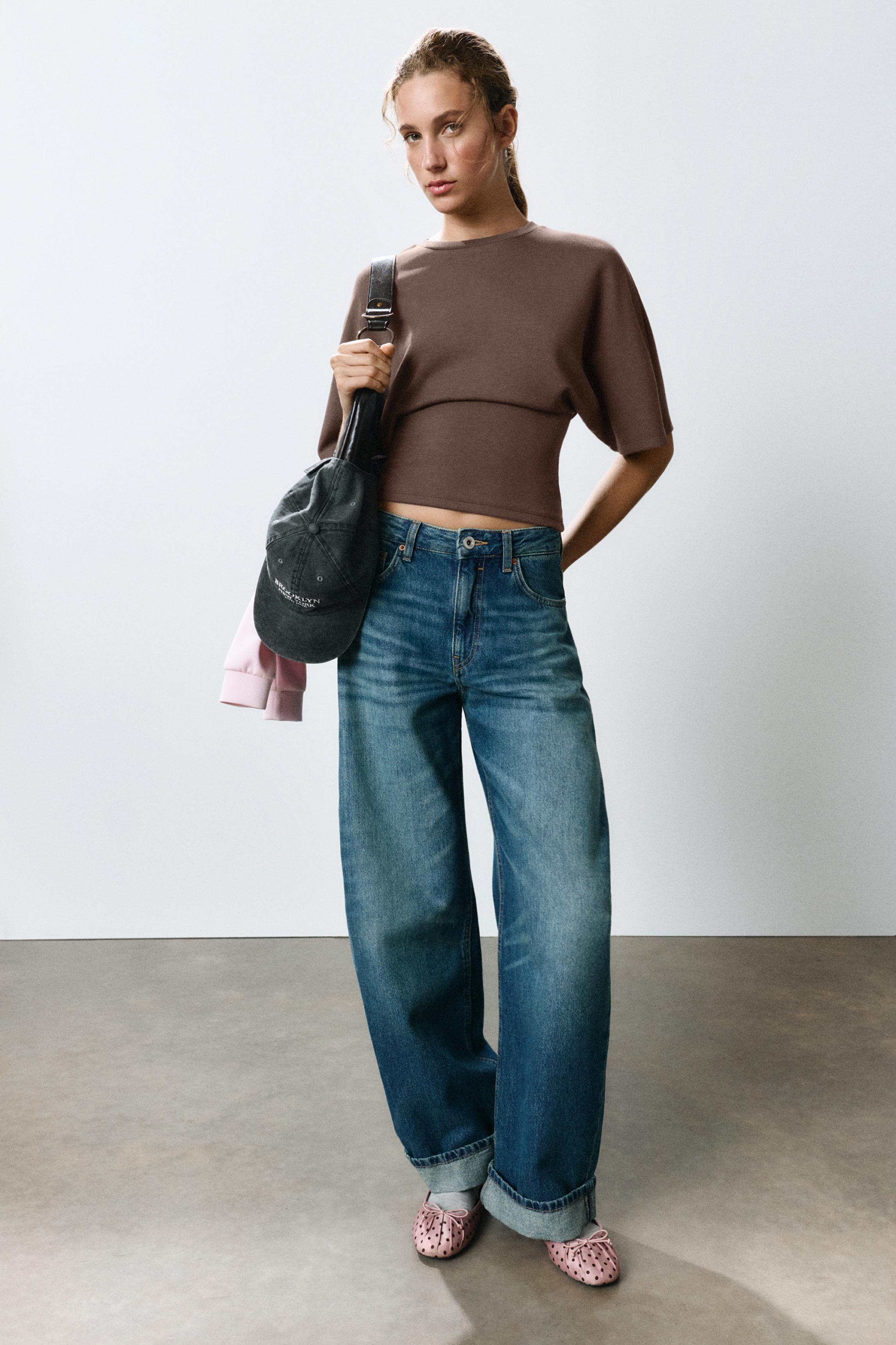 Modal batwing sleeve T-shirt — Brown
