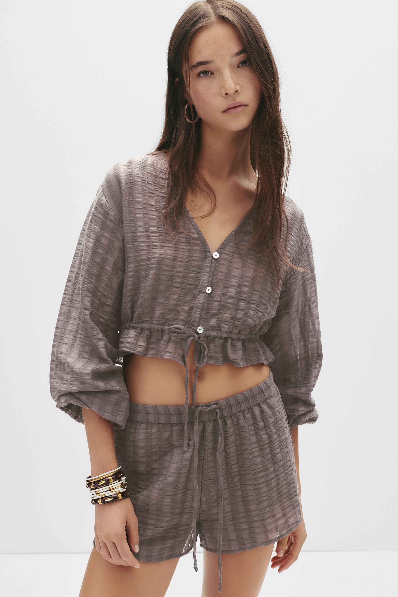 Shorts Mit Texturstreifen