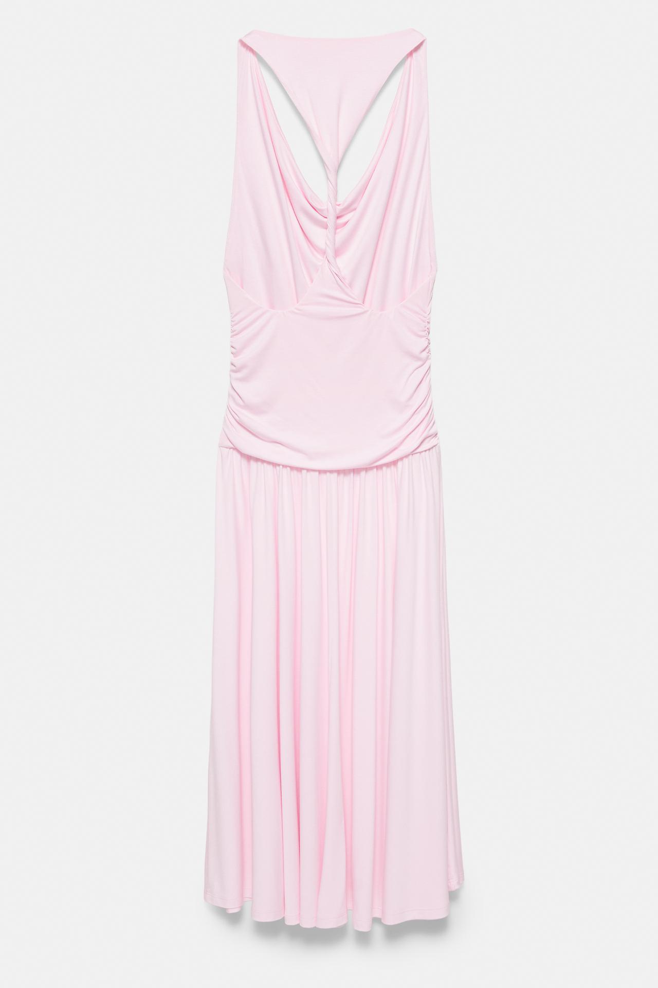 Pink open back knot midi dress — Pink