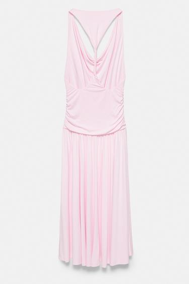 Pink open back knot midi dress — Pink 6