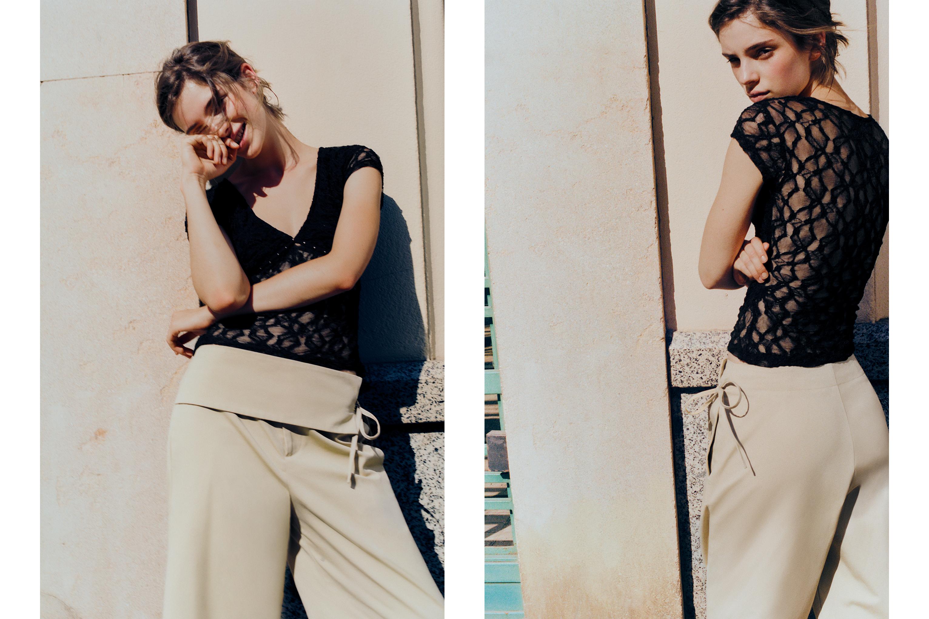 Sash tie culottes — Light camel
