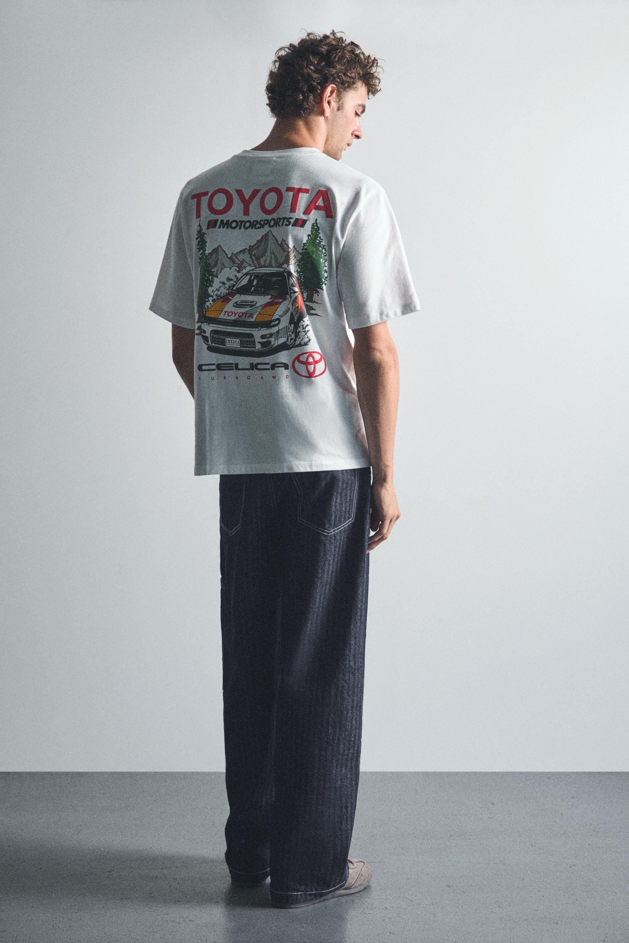 Striped relaxed-fit cargo jeans — Navy