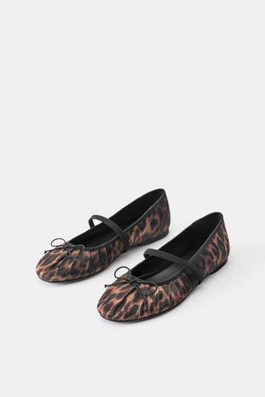 Leopard print ruched ballet pumps — Leopard 3