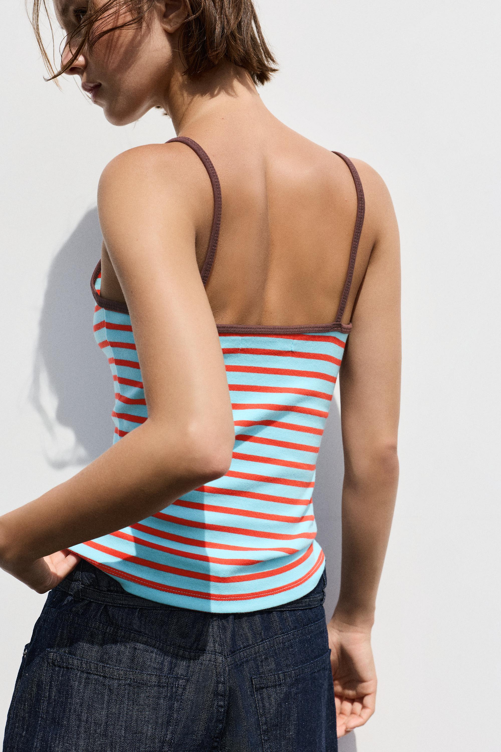 Thin strap top — Striped