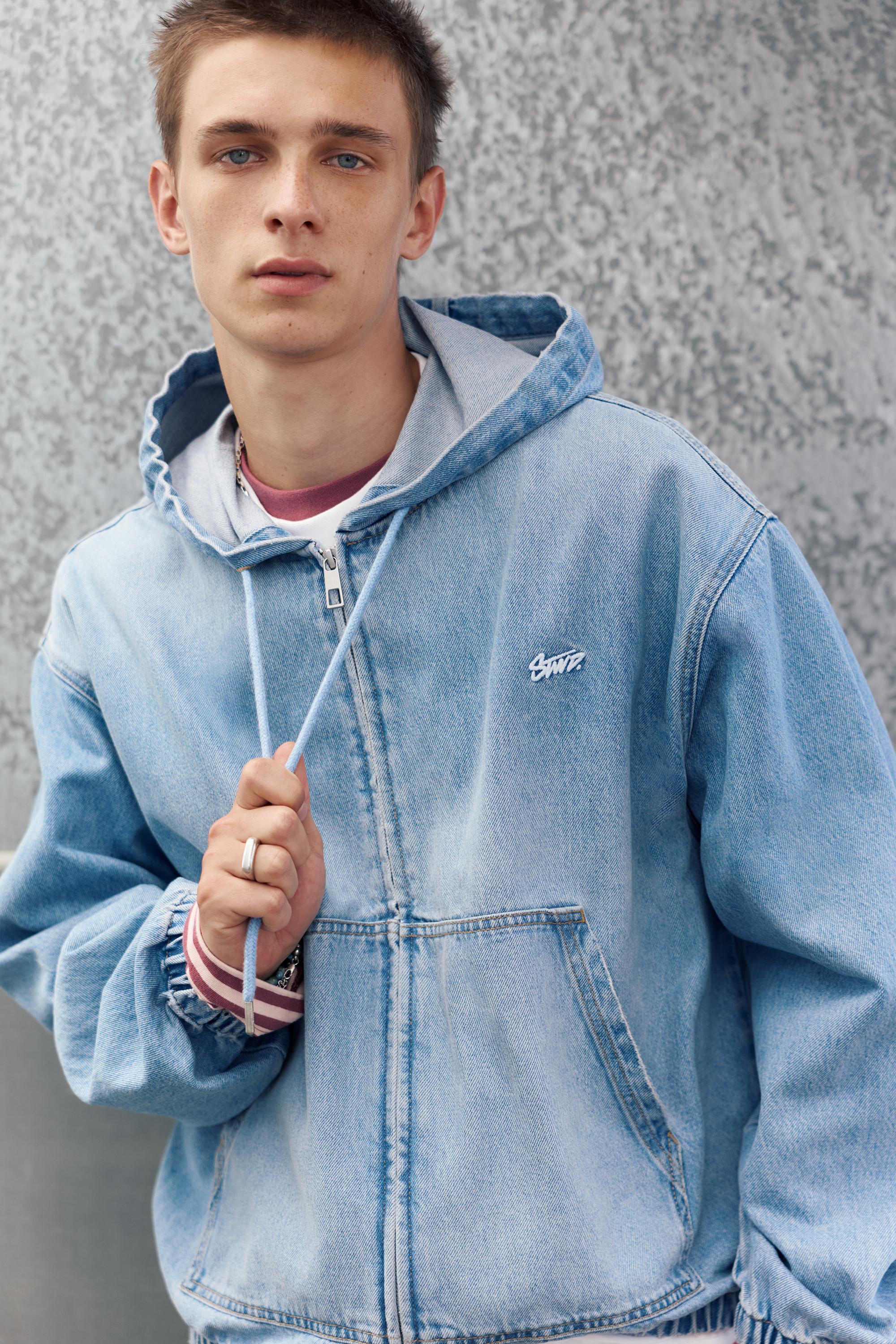 STWD zip-up hooded jacket — Medium blue