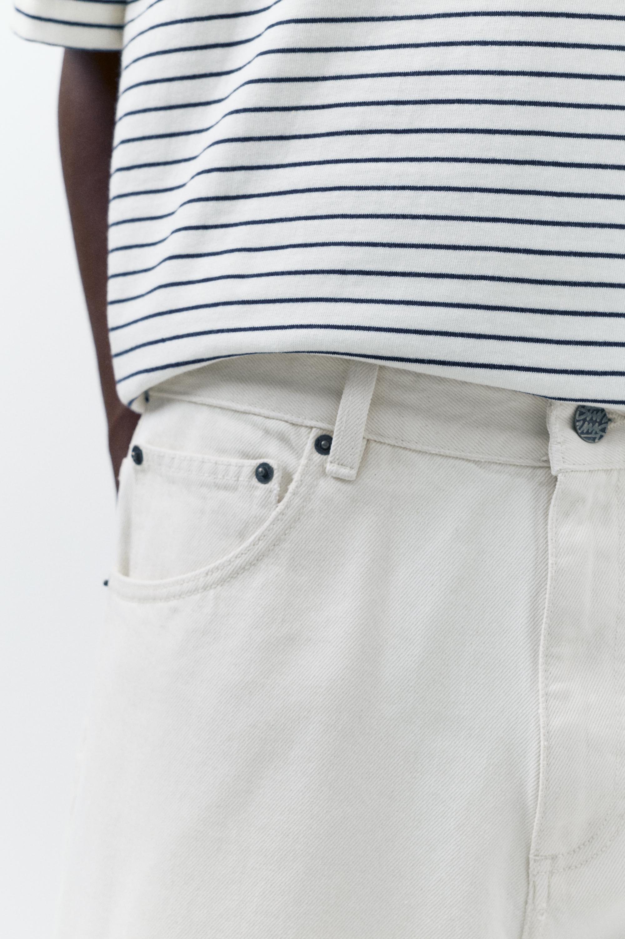 Baggy denim Bermuda shorts — Ecru