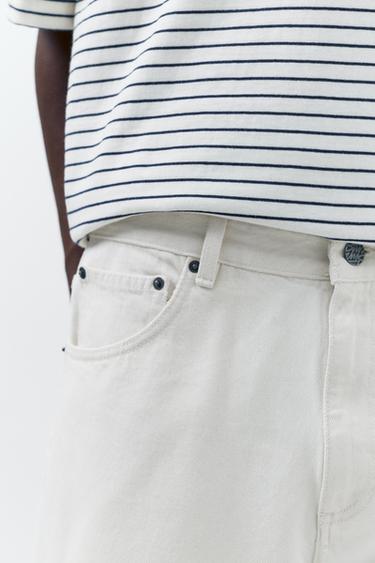 Baggy denim Bermuda shorts — Ecru 3