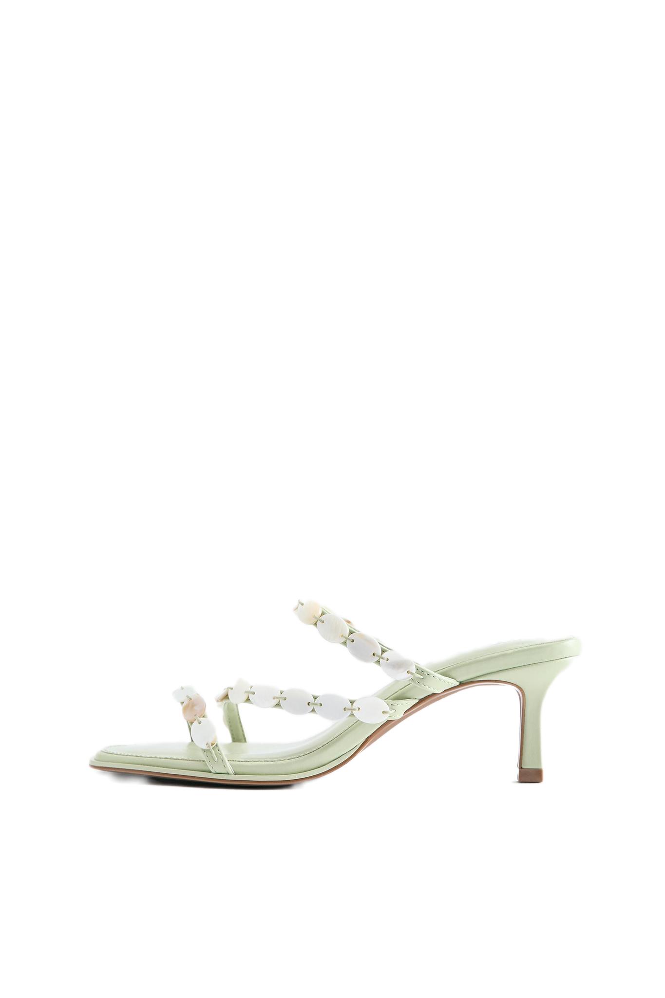 Beaded high-heel sandals — Green