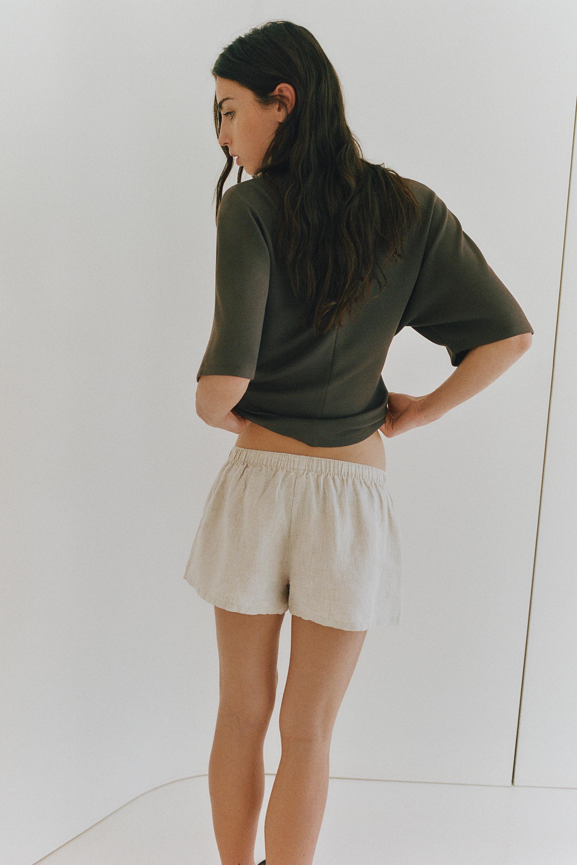 100% Linen Shorts — Beige