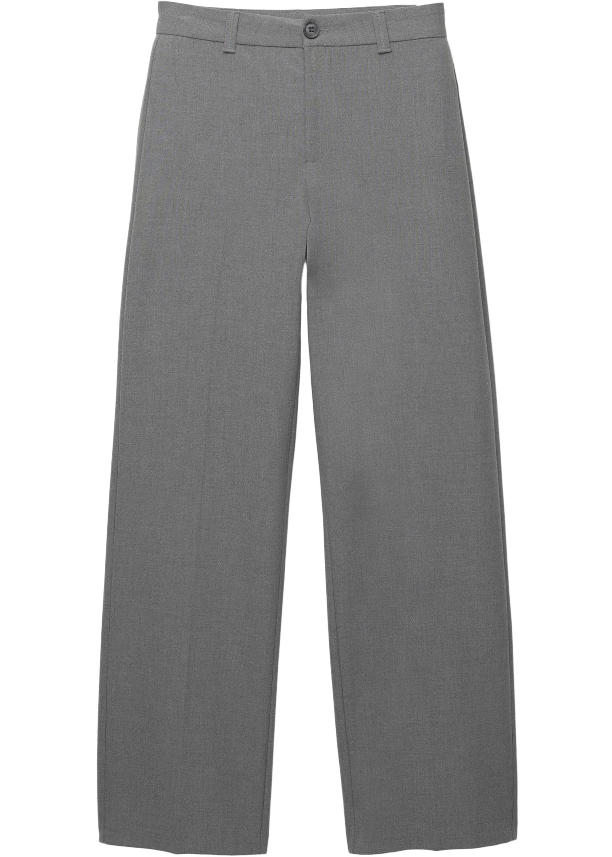 Smart high-waist straight-leg trousers — Grey