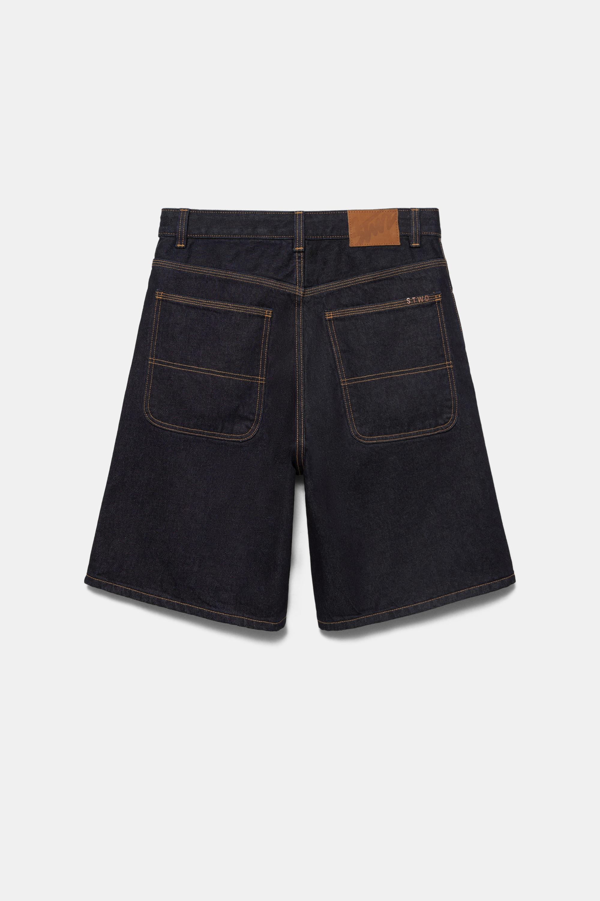 Baggy relaxed fit denim bermuda - Görsel 21
