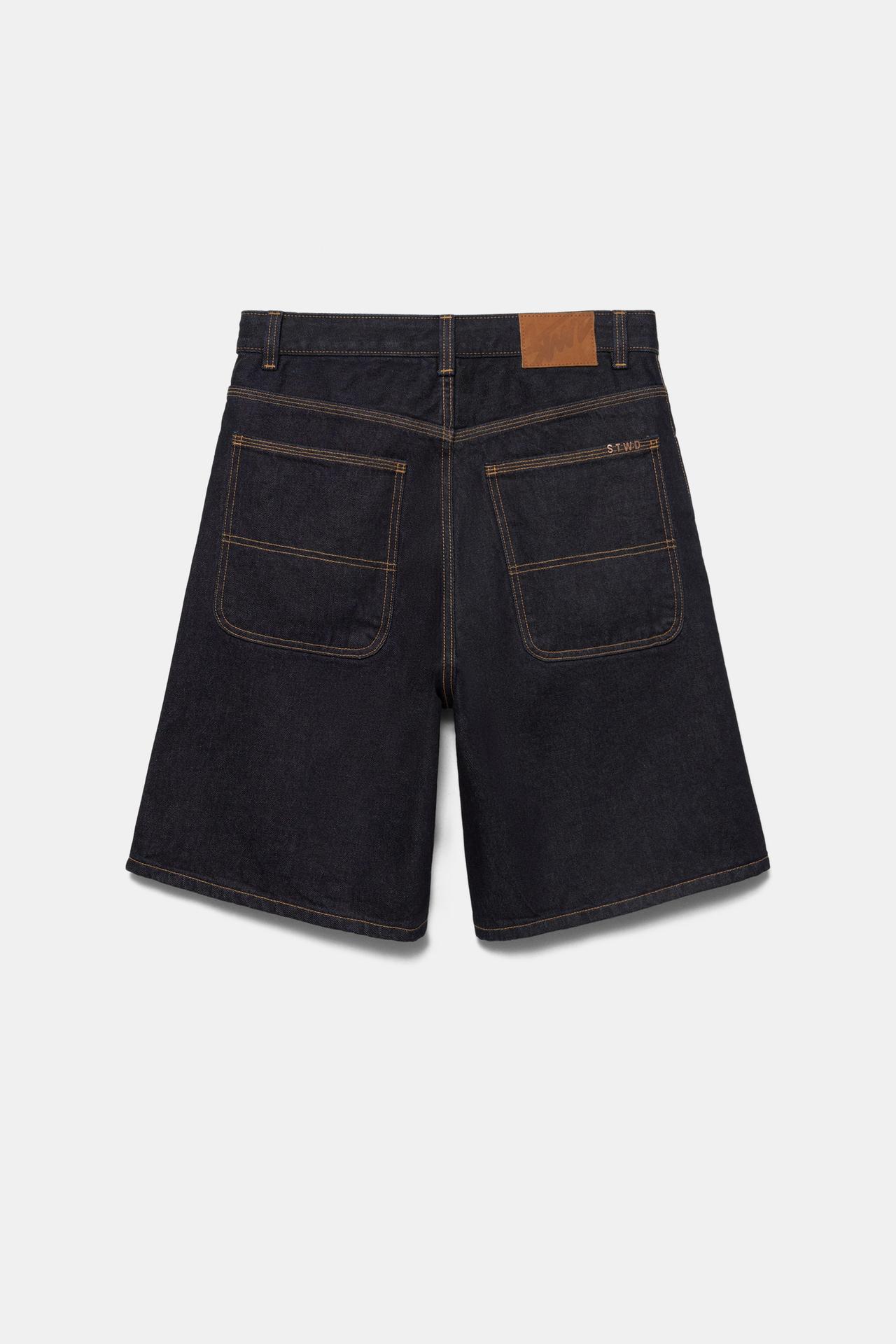 Baggy relaxed fit denim Bermuda shorts — Navy