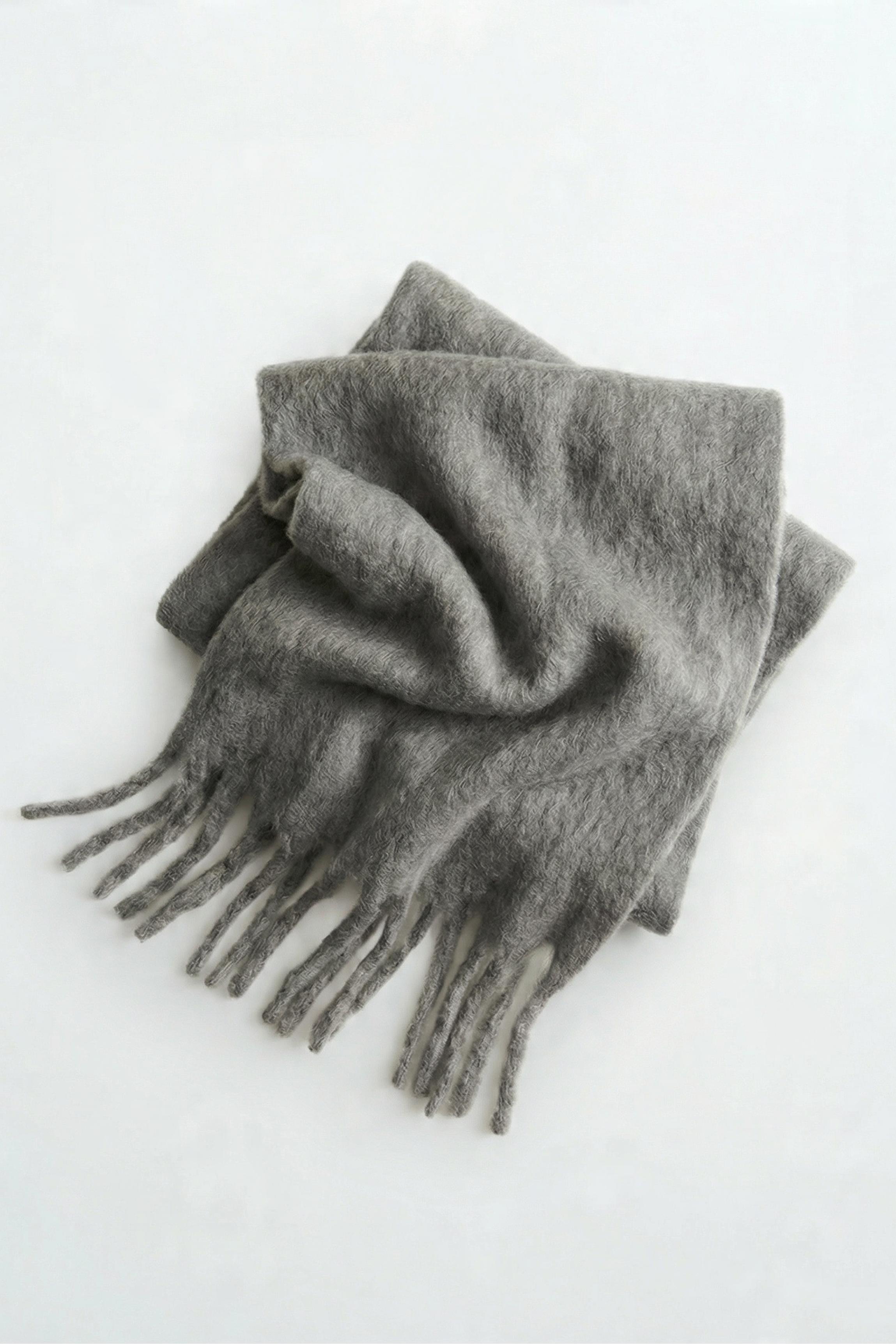 Maxi mohair-effect scarf — Anthracite grey