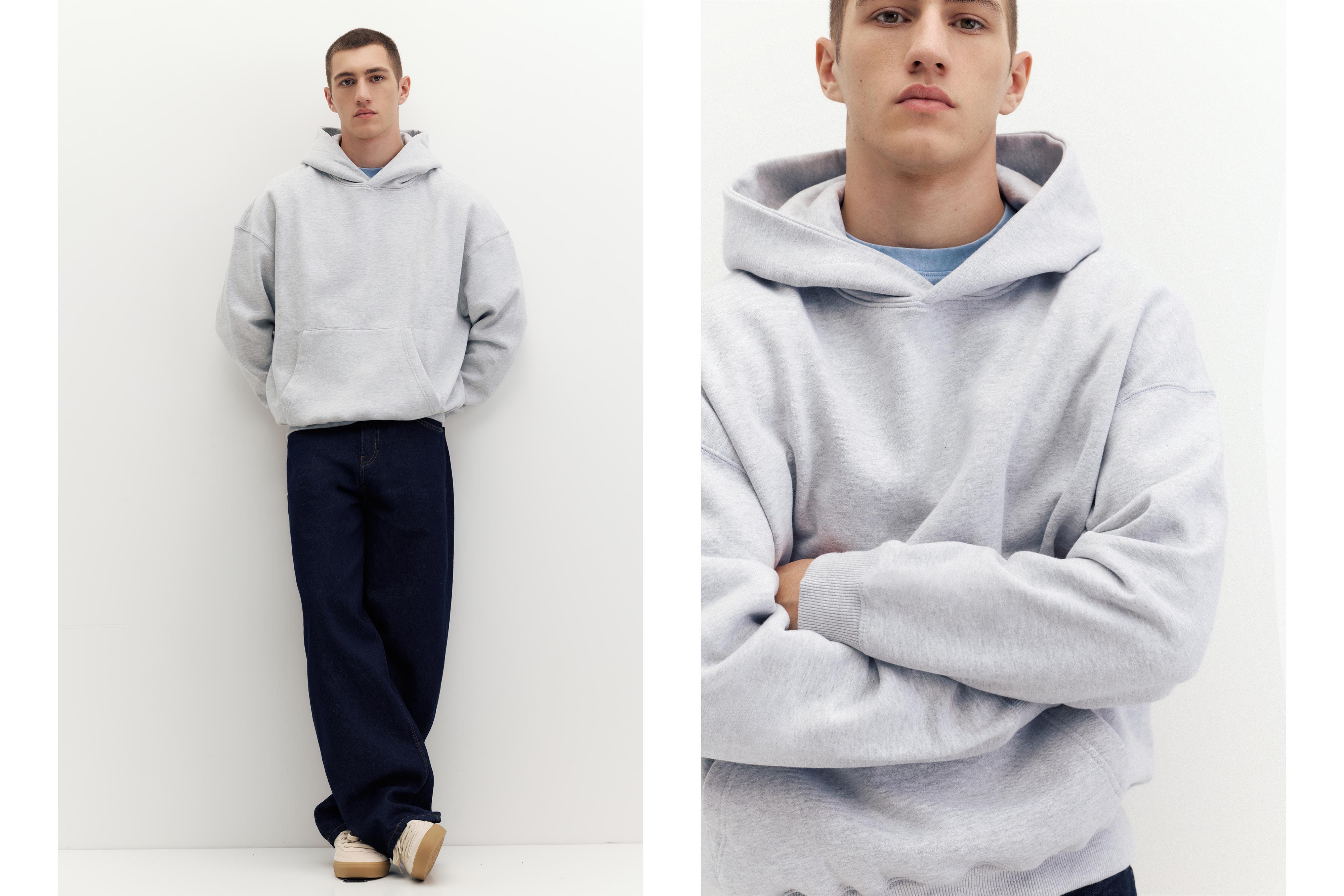 Boxy fit hoodie — Pale marl