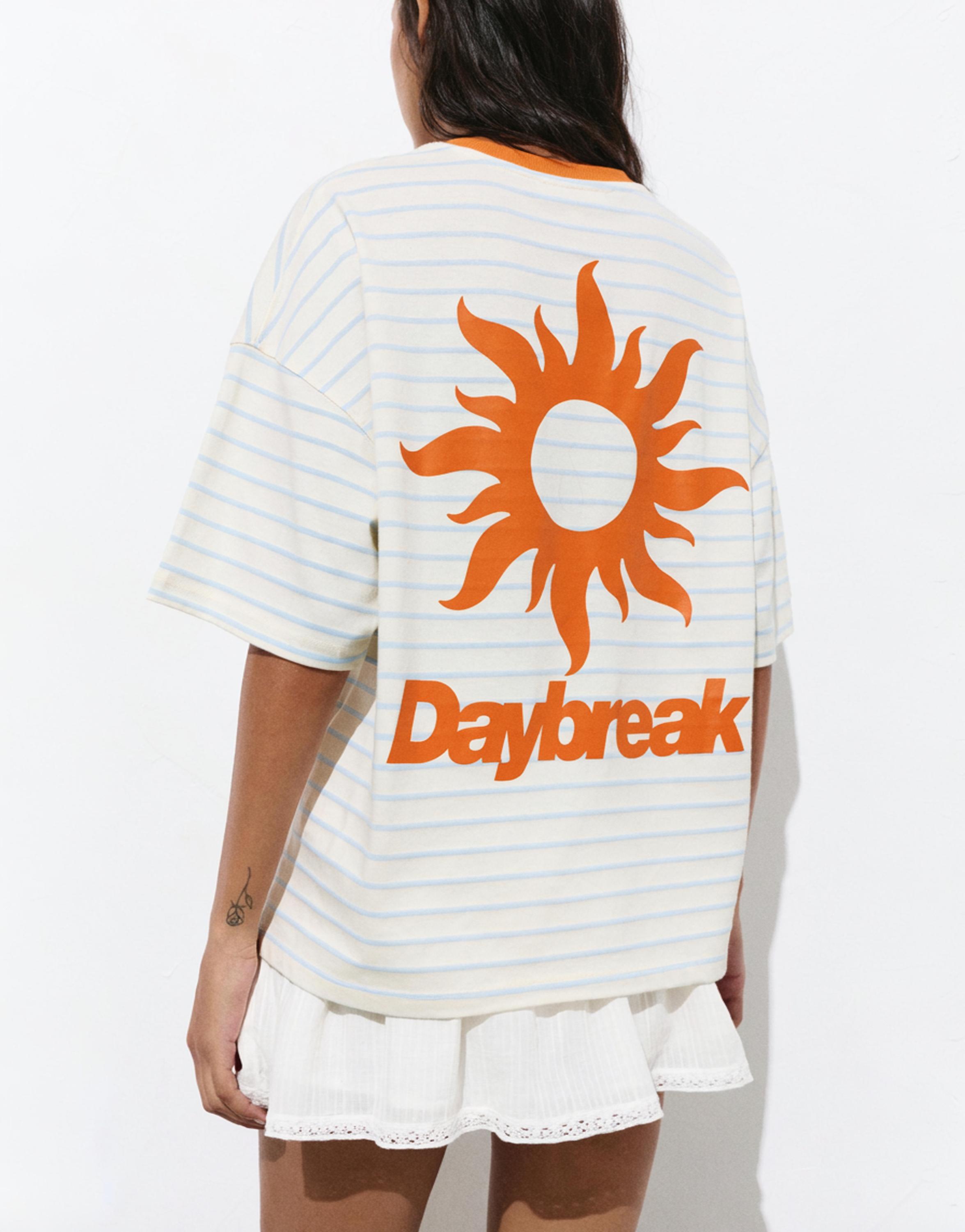 Striped sun graphic T-shirt — Off white