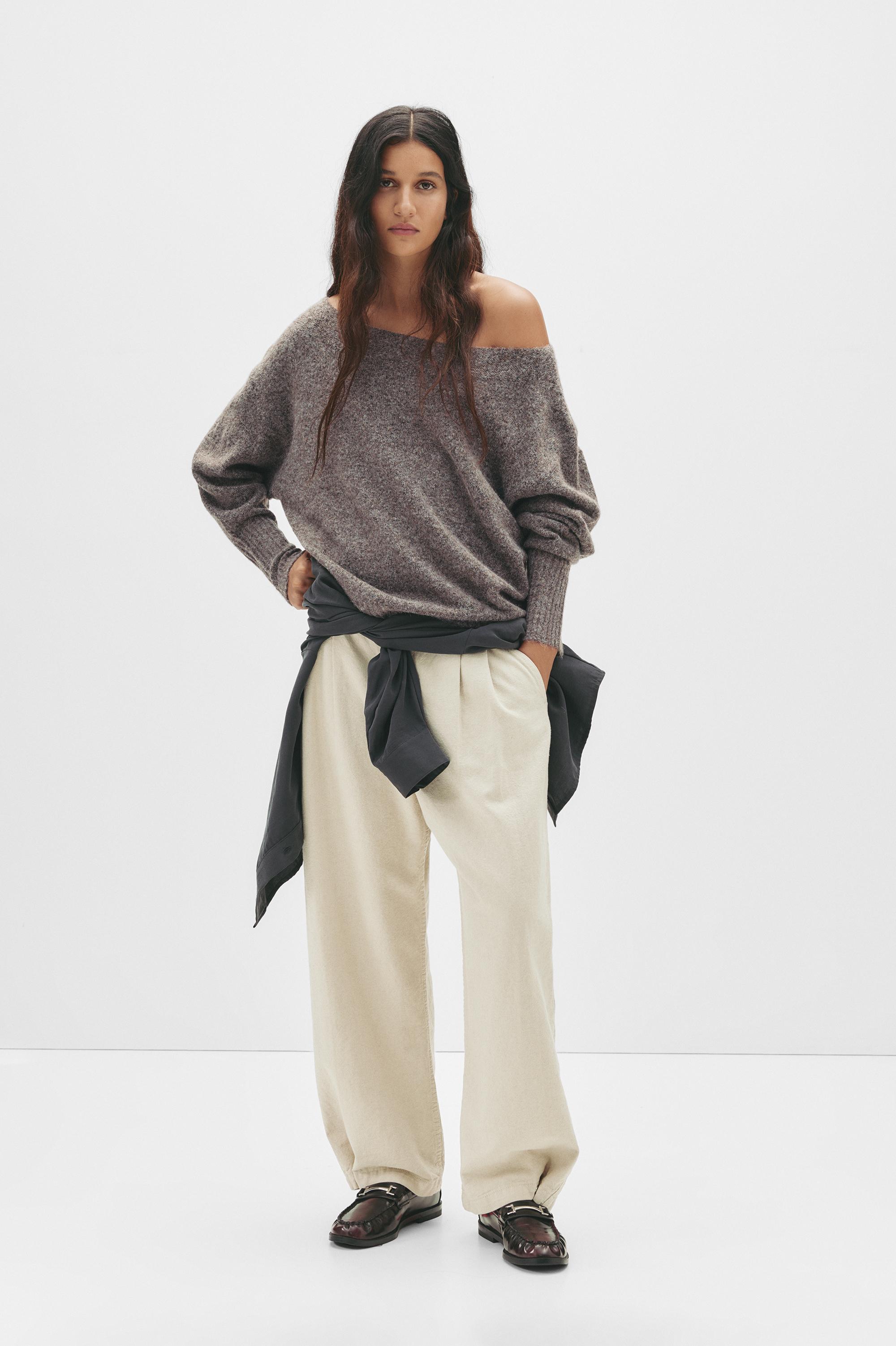 Asymmetrischer Softstrick-Pullover