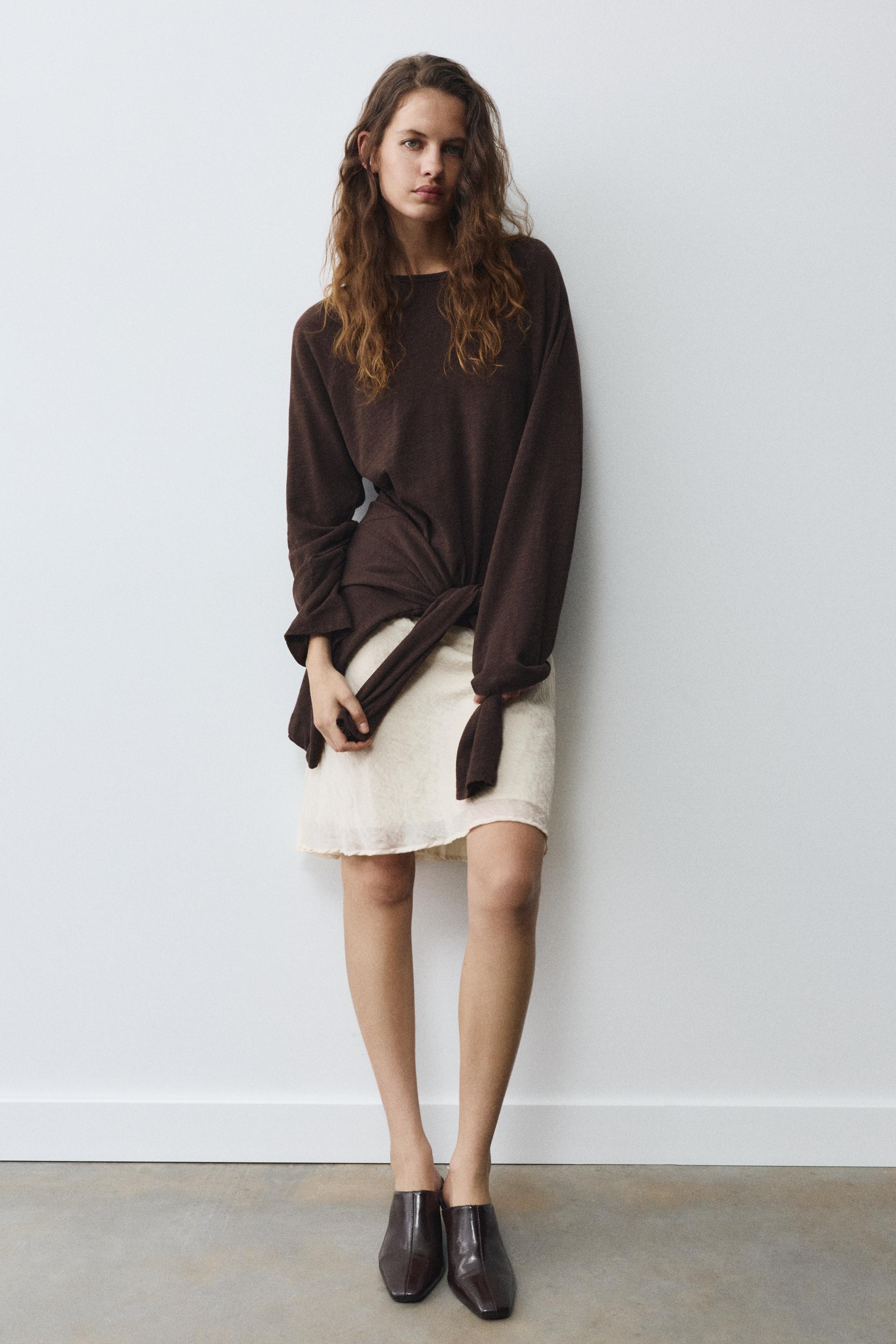 Long sleeve raglan T-shirt — Brown