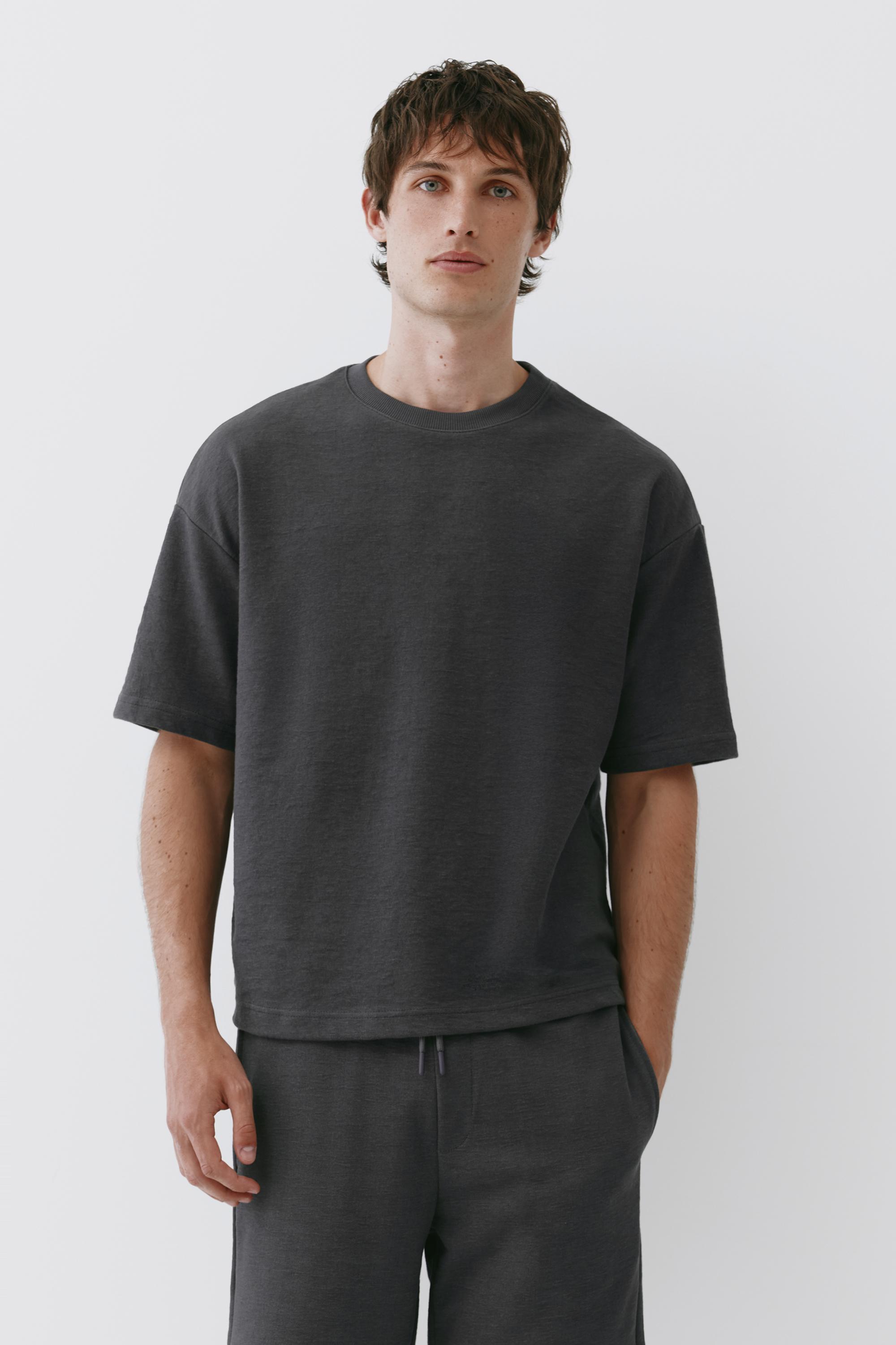 Textured relaxed fit T-shirt — Anthracite grey