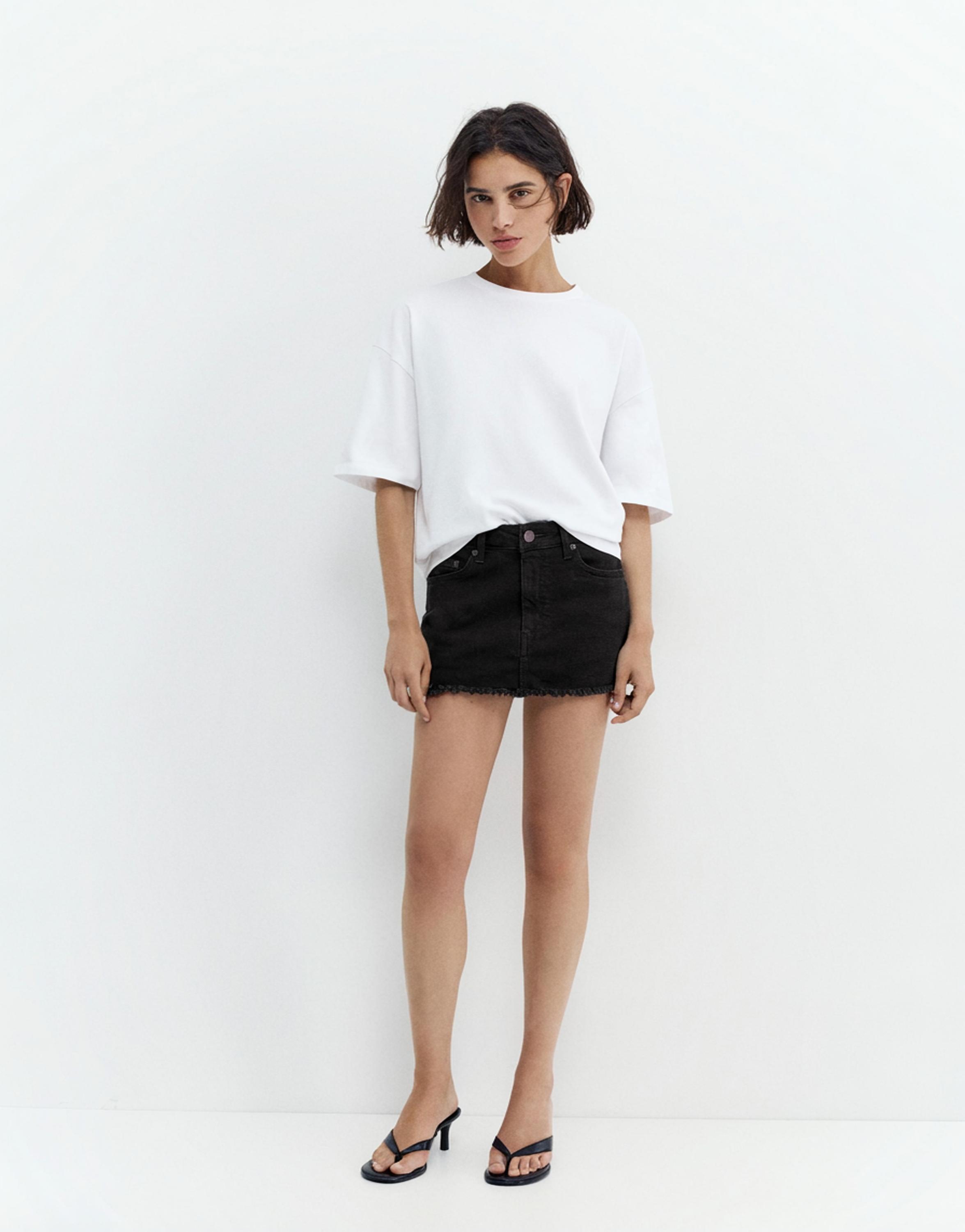 Denim skort — Black