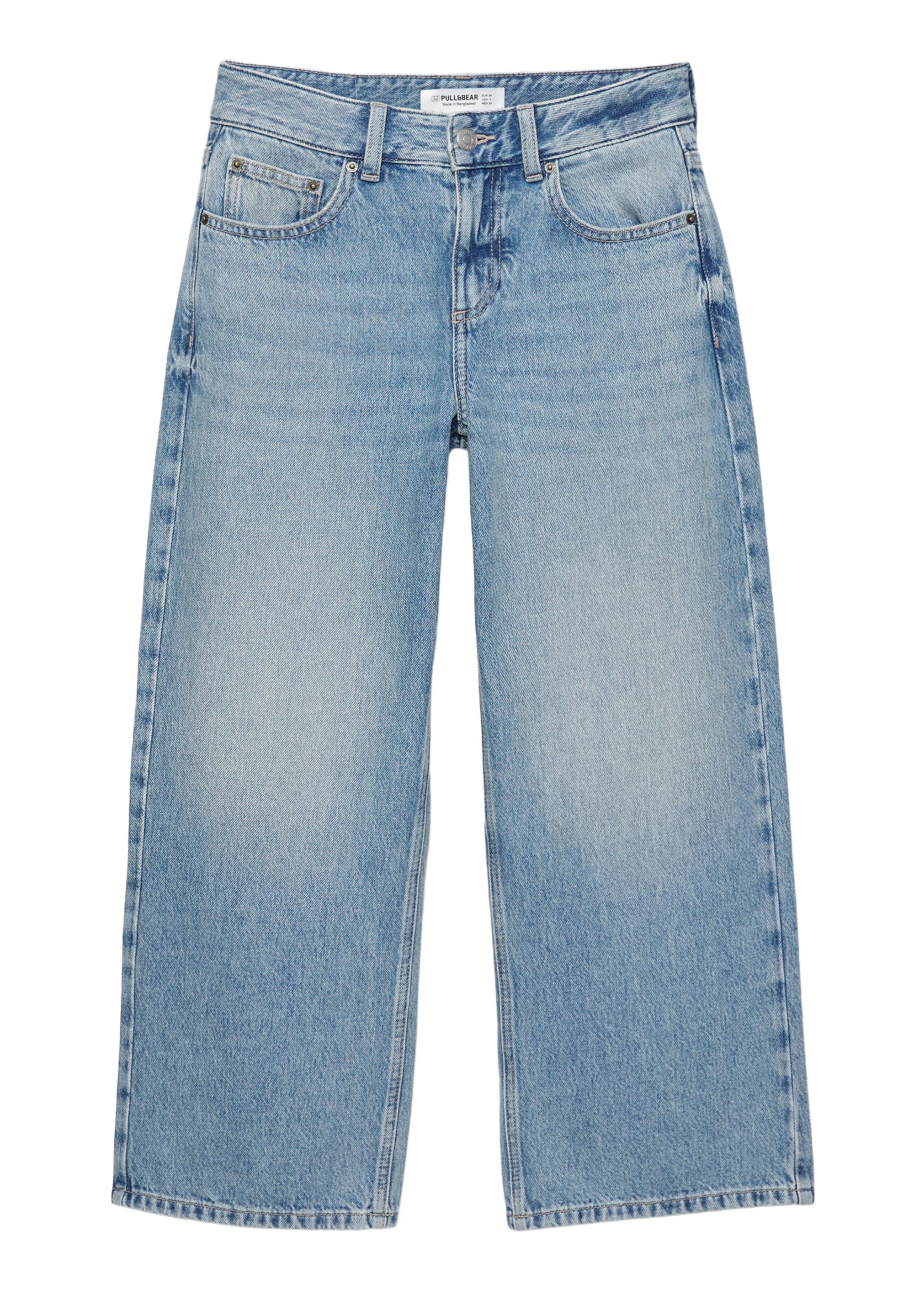 Low-rise culottes jeans — Pale blue