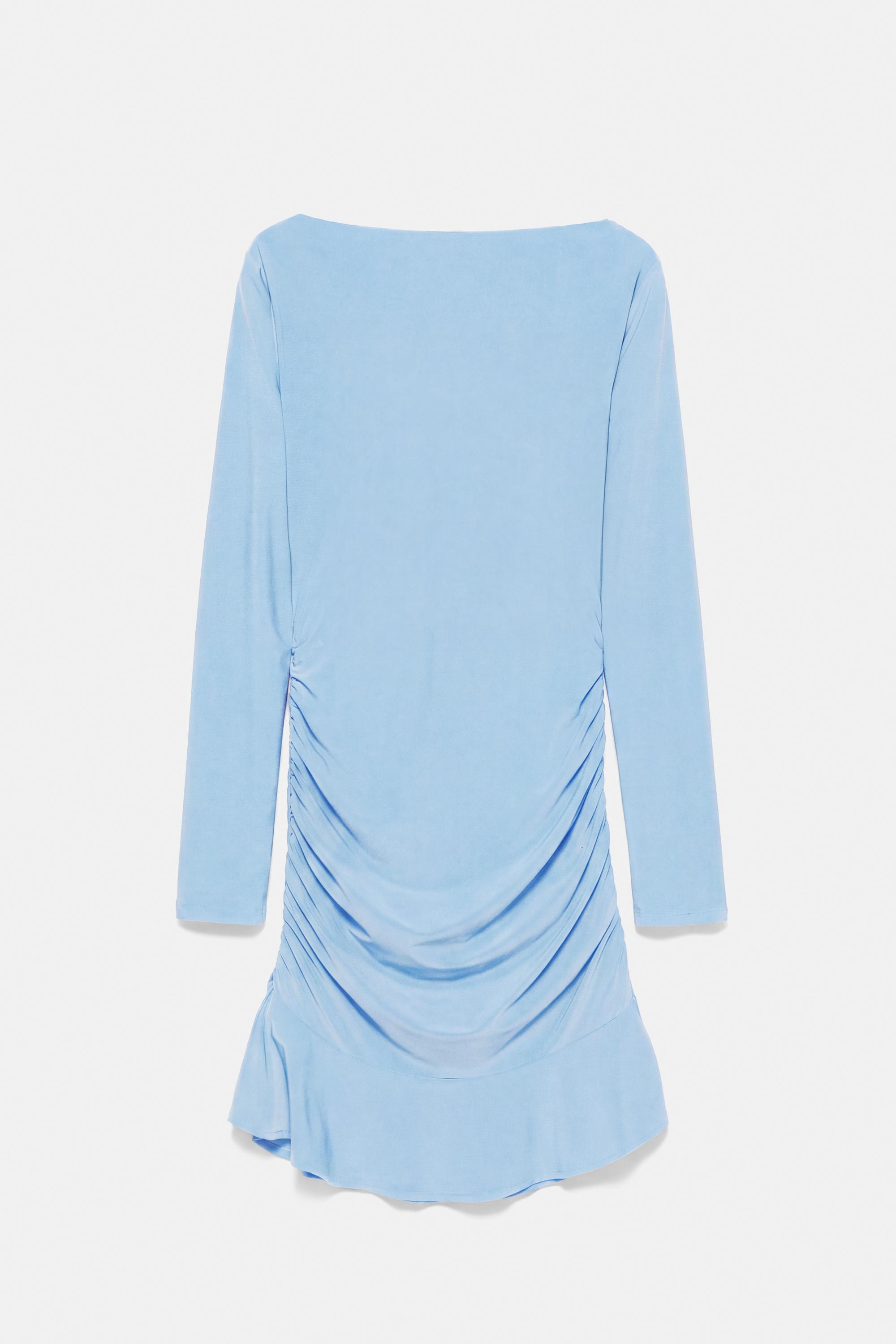 Gathered short dress — Pale blue