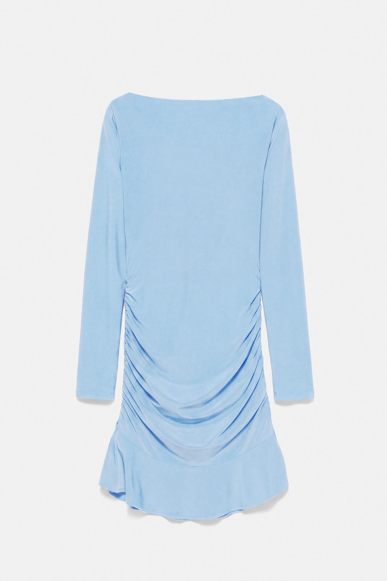 Gathered short dress — Pale blue