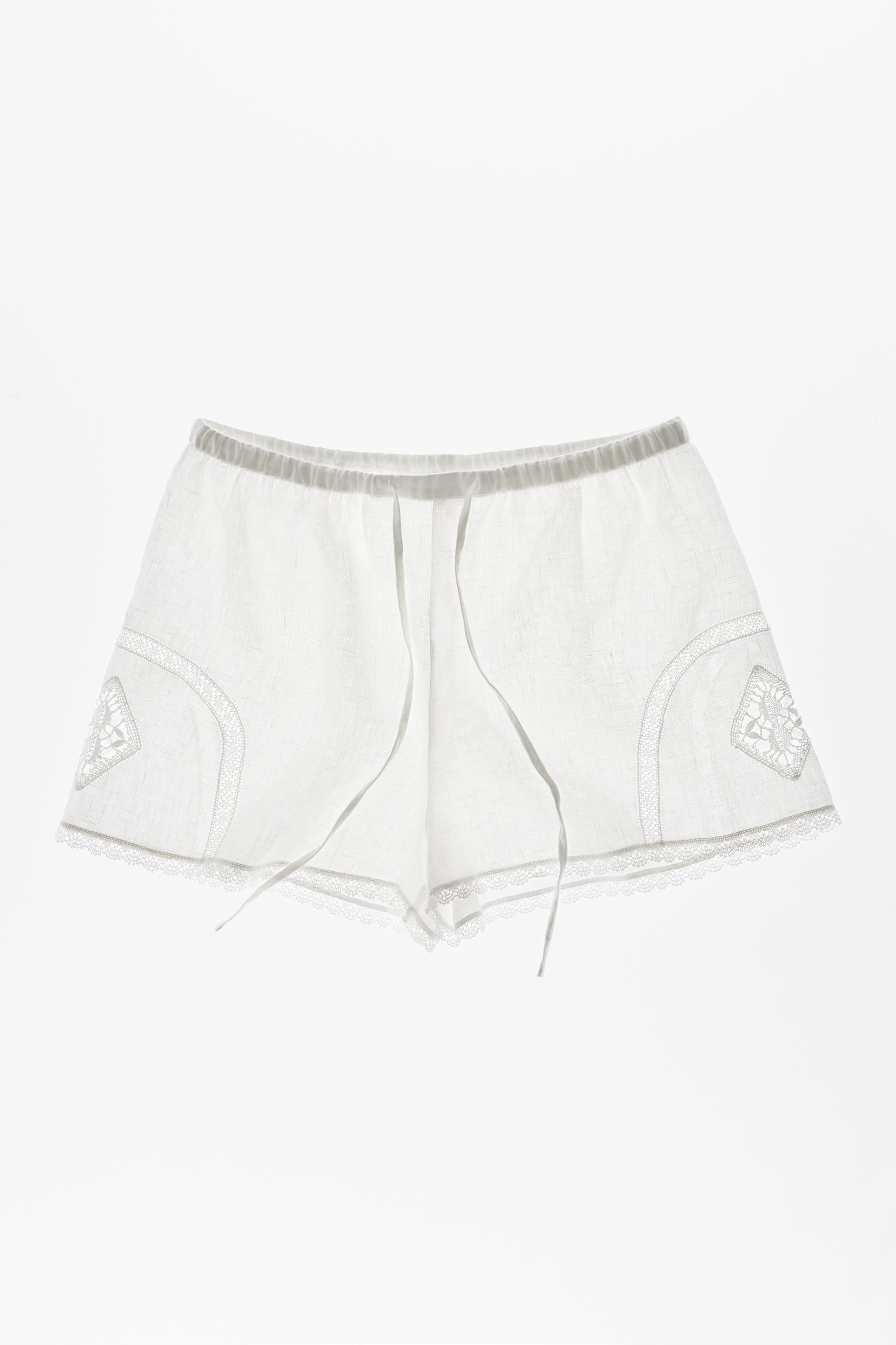 100% linen Encaixe de Camariñas x Pull&Bear shorts — Off white