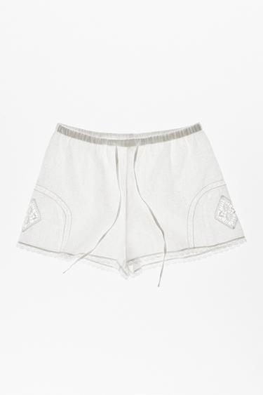 100% linen Encaixe de Camariñas x Pull&Bear shorts — Off white 6