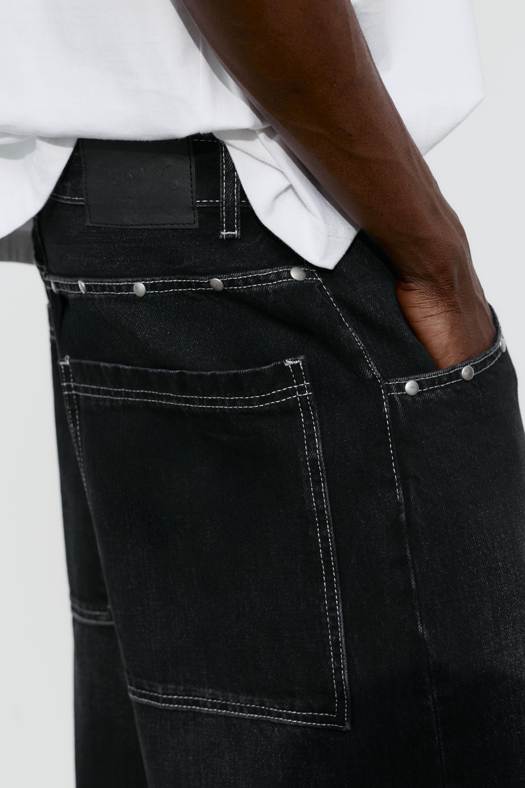 STWD studded jorts — Faded black